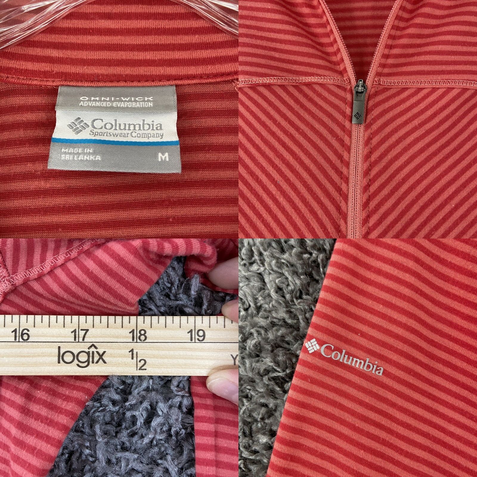 Vintage Columbia Sportswear Company Workout Top Women’s M Orange Striped Long Sleeves Size M / US 6-8 / IT 42-44 - 8 Thumbnail