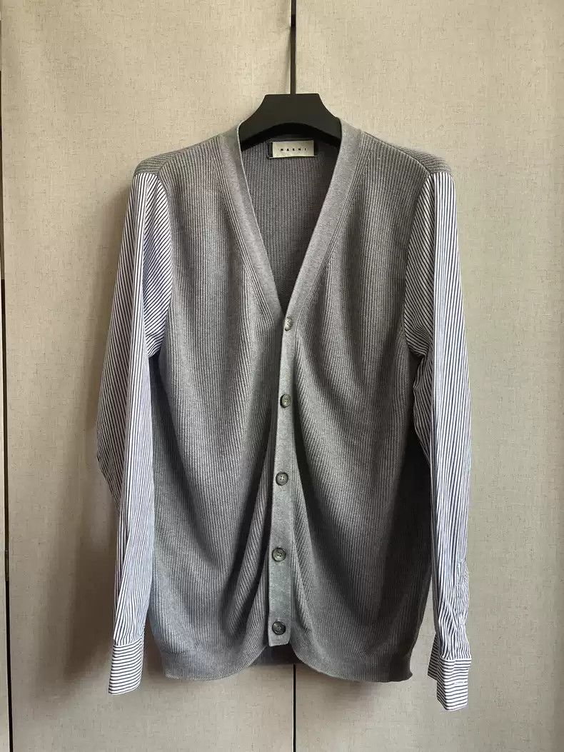 marni Men's Grey Pit Knitted Cardigan