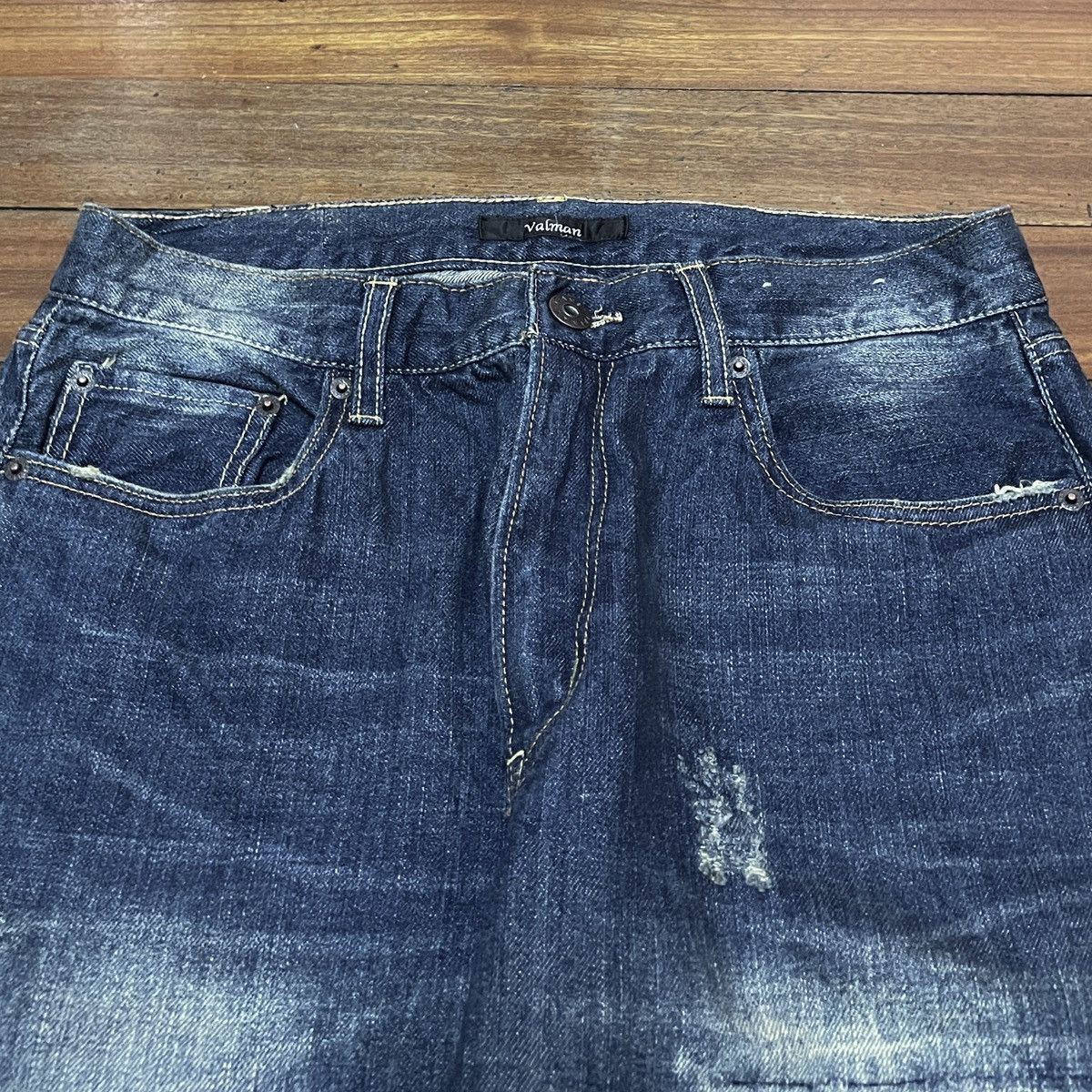 If Six Was Nine Rare Design Vintage Brand Valman Distressed Jeans 2000s Size US 33 - 3 Thumbnail