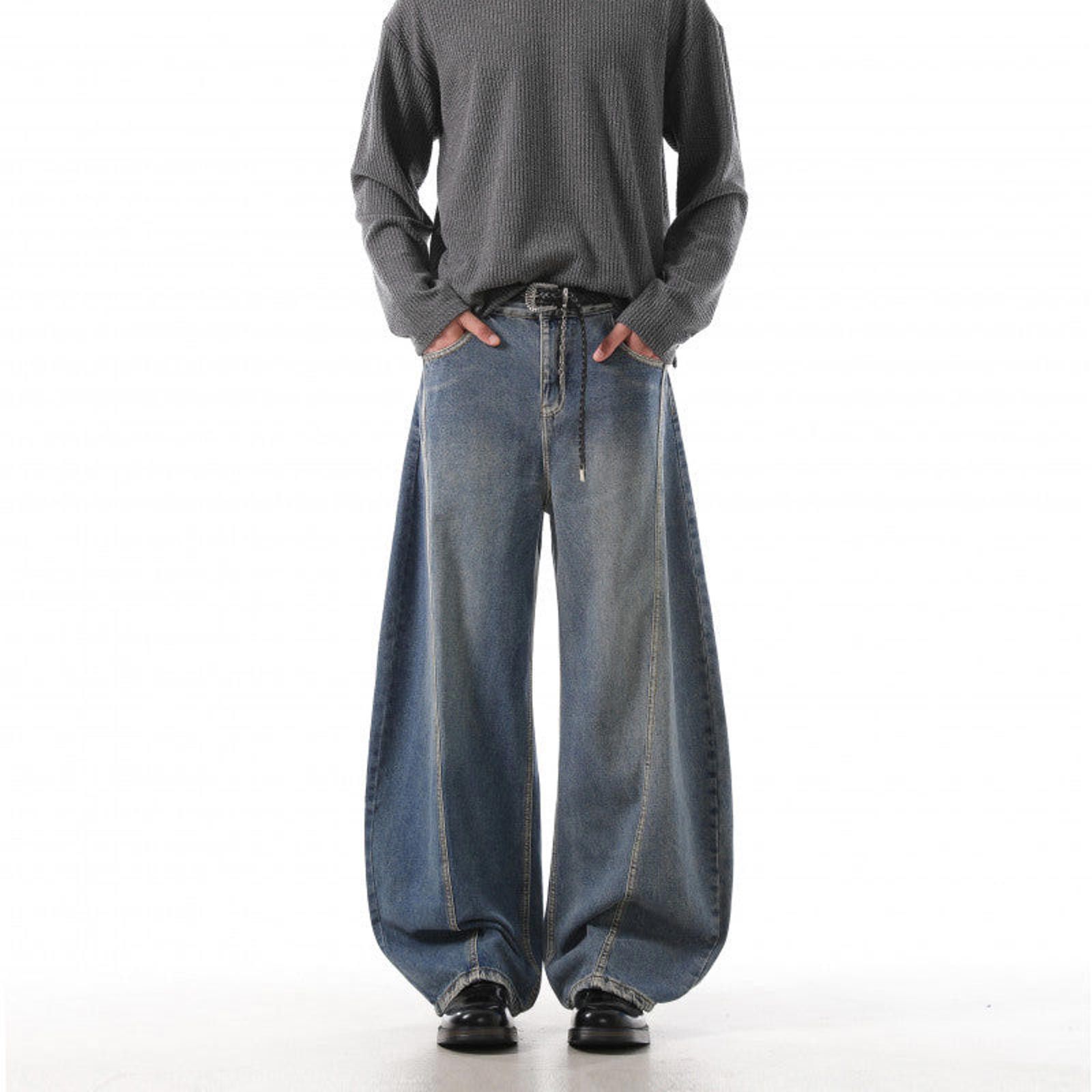 Japanese Brand Wide Leg Denim Jeans, Loose Fit Baggy Jeans Size US 32 / EU 48 - 2 Thumbnail