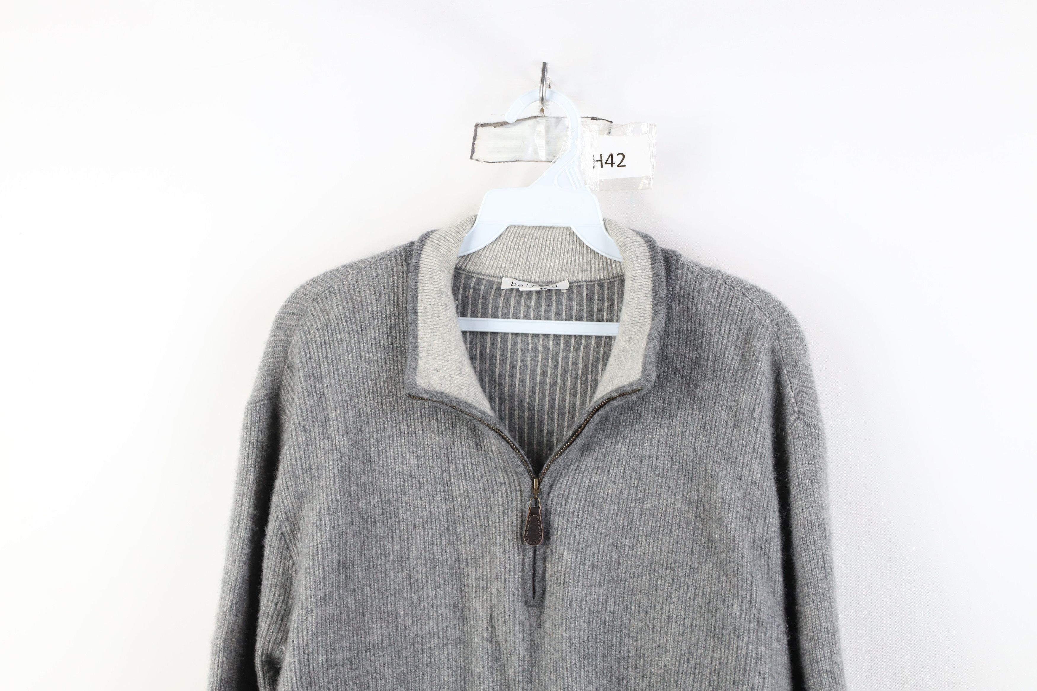 Vintage Vintage Y2K Streetwear Cashmere Ribbed Knit Half Zip Sweater Size US L / EU 52-54 / 3 - 2 Thumbnail