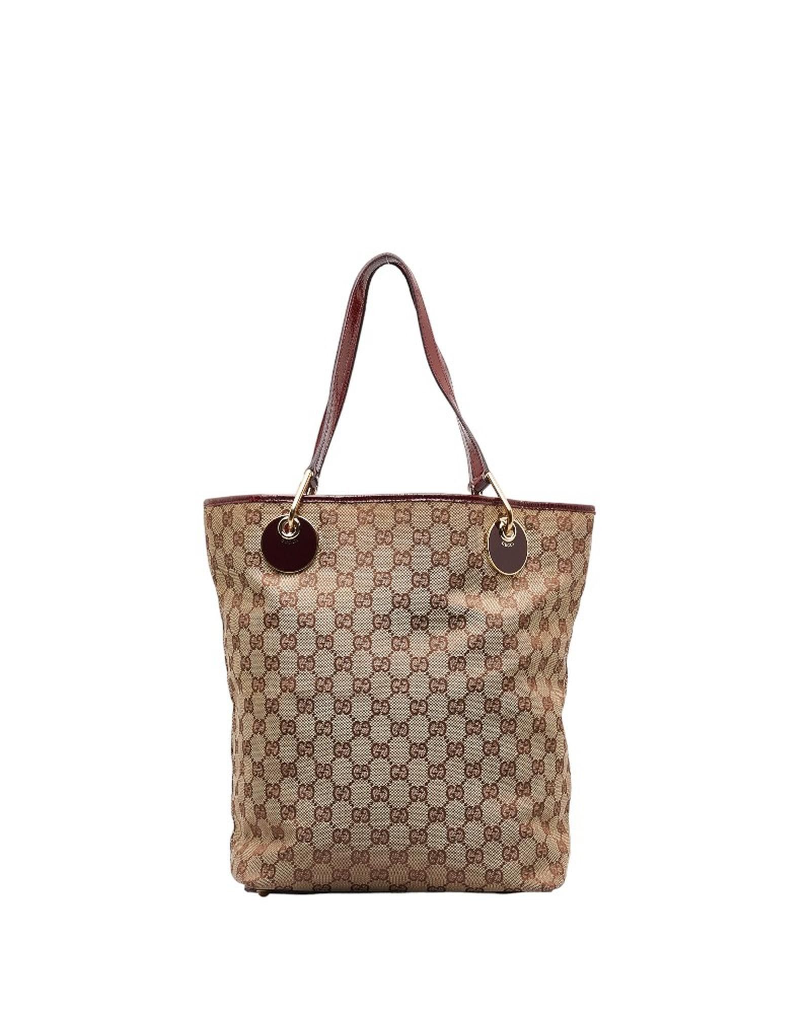 image of Gucci Canvas Brown Tote Bag - Pre-Owned, Women's