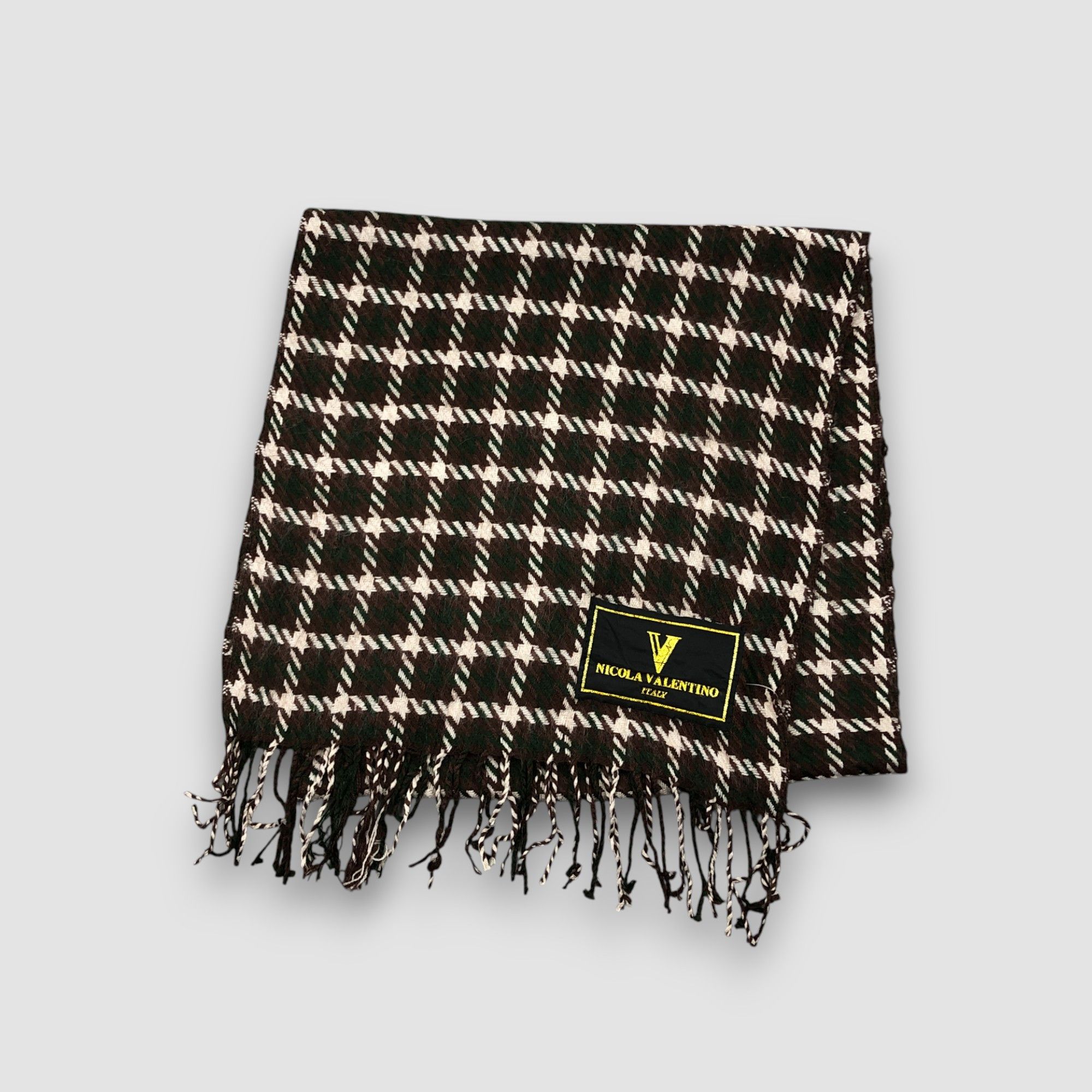 Japanese Brand Vintage Nicola Valentino Scarf Houndstooth Wool Scarves Size ONE SIZE - 2 Thumbnail
