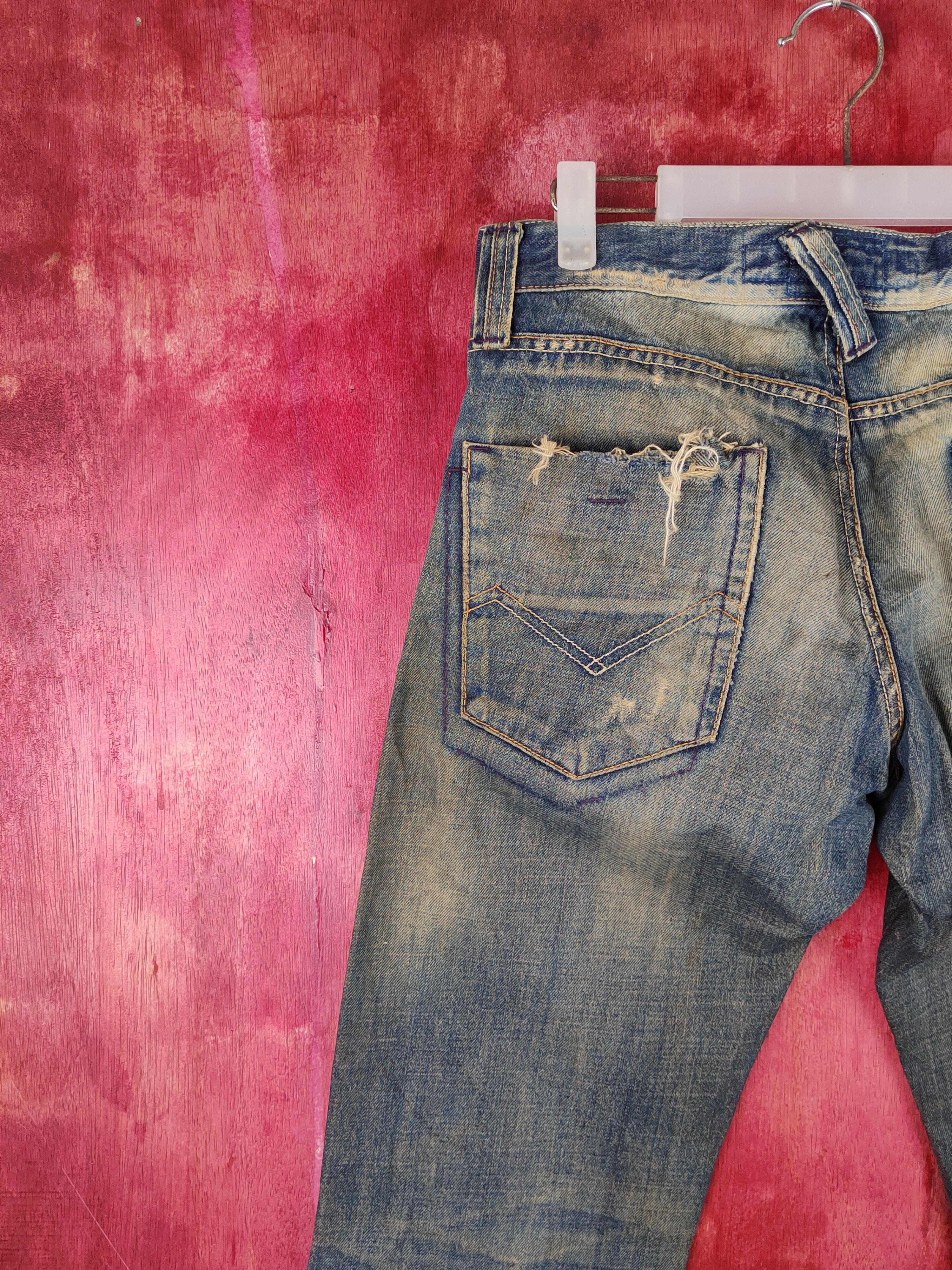Energie D Energie Dark Blue Distressed faded jeans Denim #S1540 Size US 29 - 9 Thumbnail