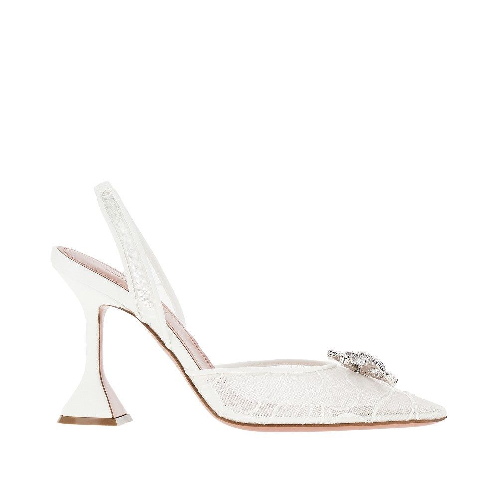 Amina Muaddi Rosie Sling Lace Slingback Pumps White It 40 Women - Usa Tariffs Included, Women's (Size 10)