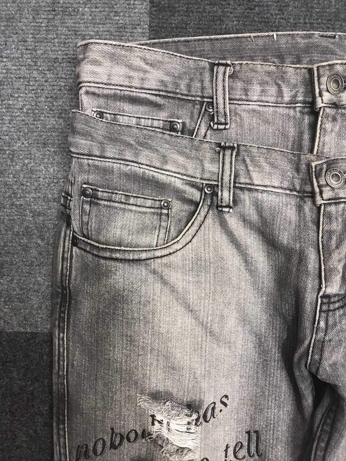 Japanese Brand 💥DOUBLE WAIST💥LAD Japan Black Wash Distressed Denim F259 Size US 32 / EU 48 - 15 Thumbnail