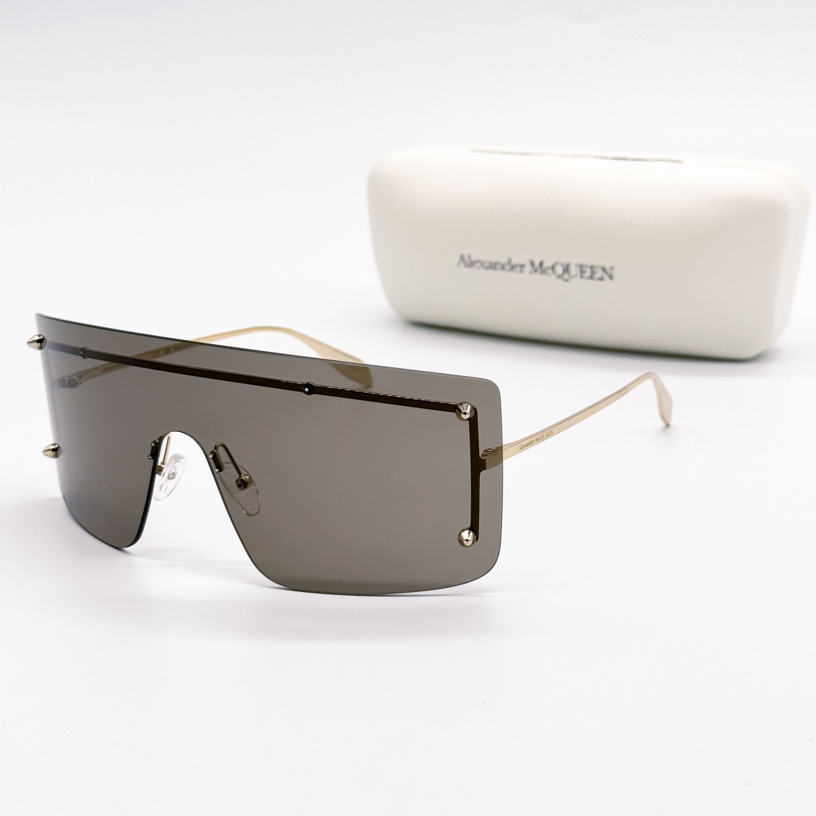 Alexander McQueen NEW ALEXANDER MCQUEEN AM0412S 002 SHIELD GOLD SUNGLASSES Size ONE SIZE - 1 Thumbnail