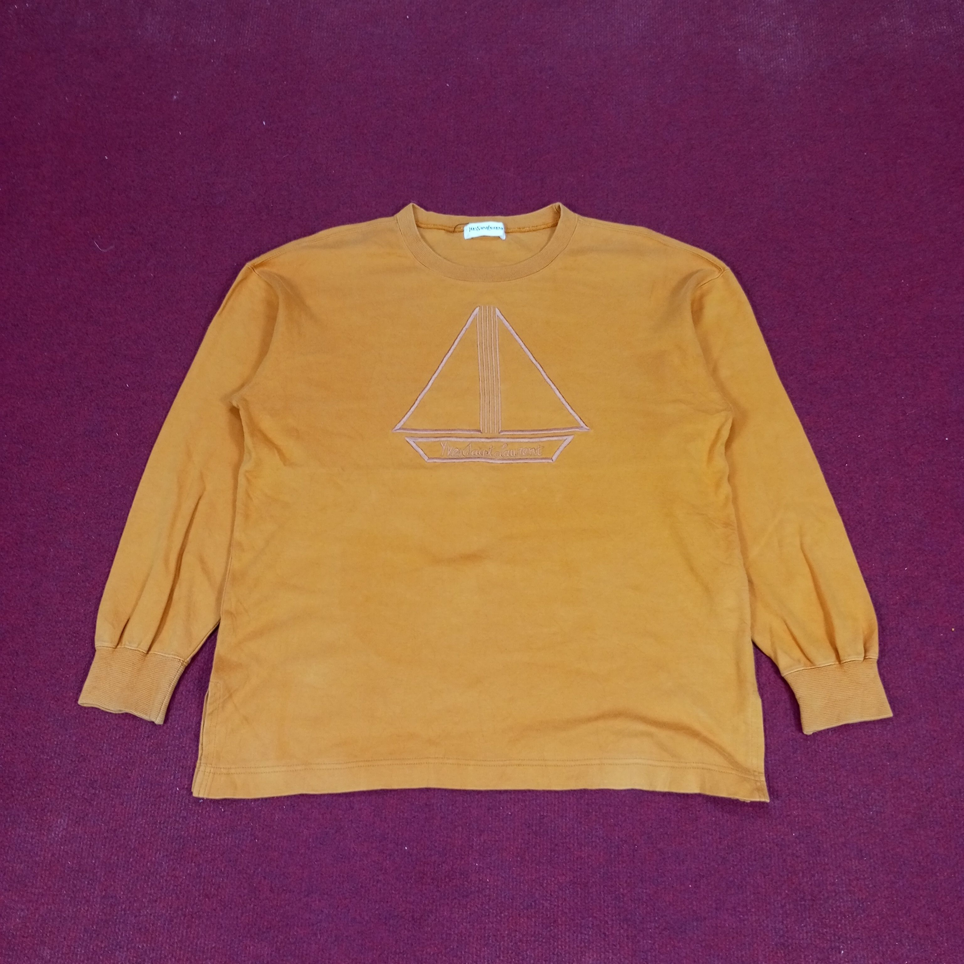 Designer × Vintage × Yves Saint Laurent Yves Saint Laurent Spellout Design Long Sleeve Tshirt Size US L / EU 52-54 / 3 - 1 Thumbnail