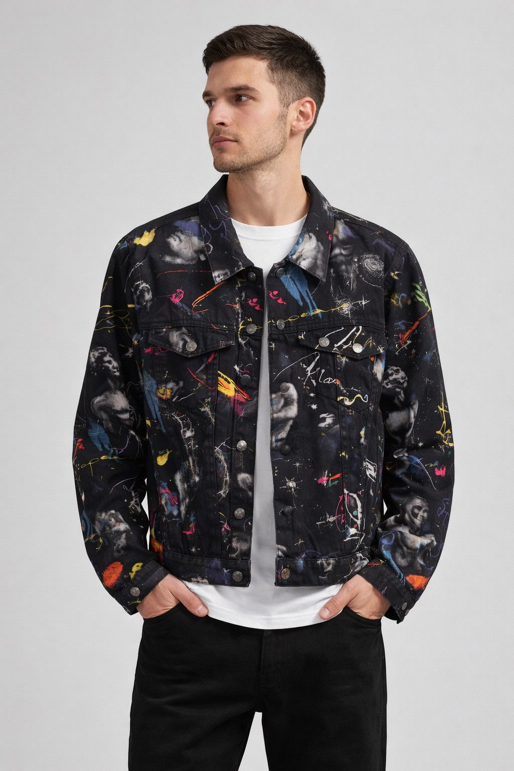 Moschino MOSCHINO Galaxy-Print Denim Jacket Size US M / EU 48-50 / 2 - 2 Thumbnail