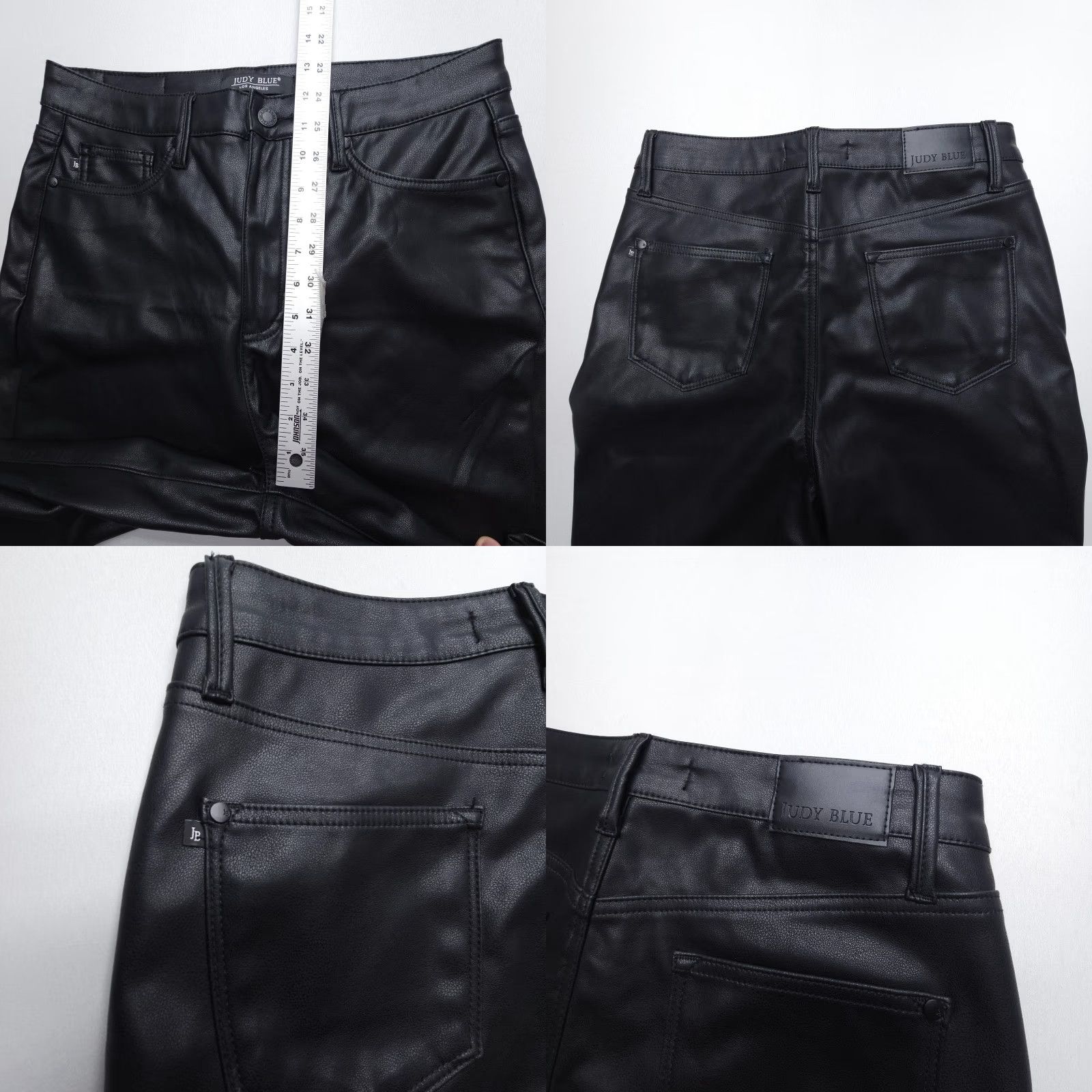 Vintage Judy Blue Control Top Faux Leather Pants in Black Womens 29 Straight Leg EUC Size 4XL / US 24-26 - 8 Thumbnail