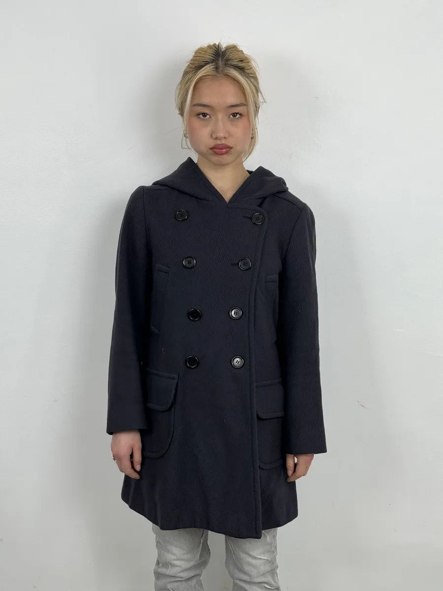 Prada AW2011 Prada Navy Asymmetrical Wool Double-Breasted Long Jacket Size US XS / EU 42 / 0 - 2 Thumbnail