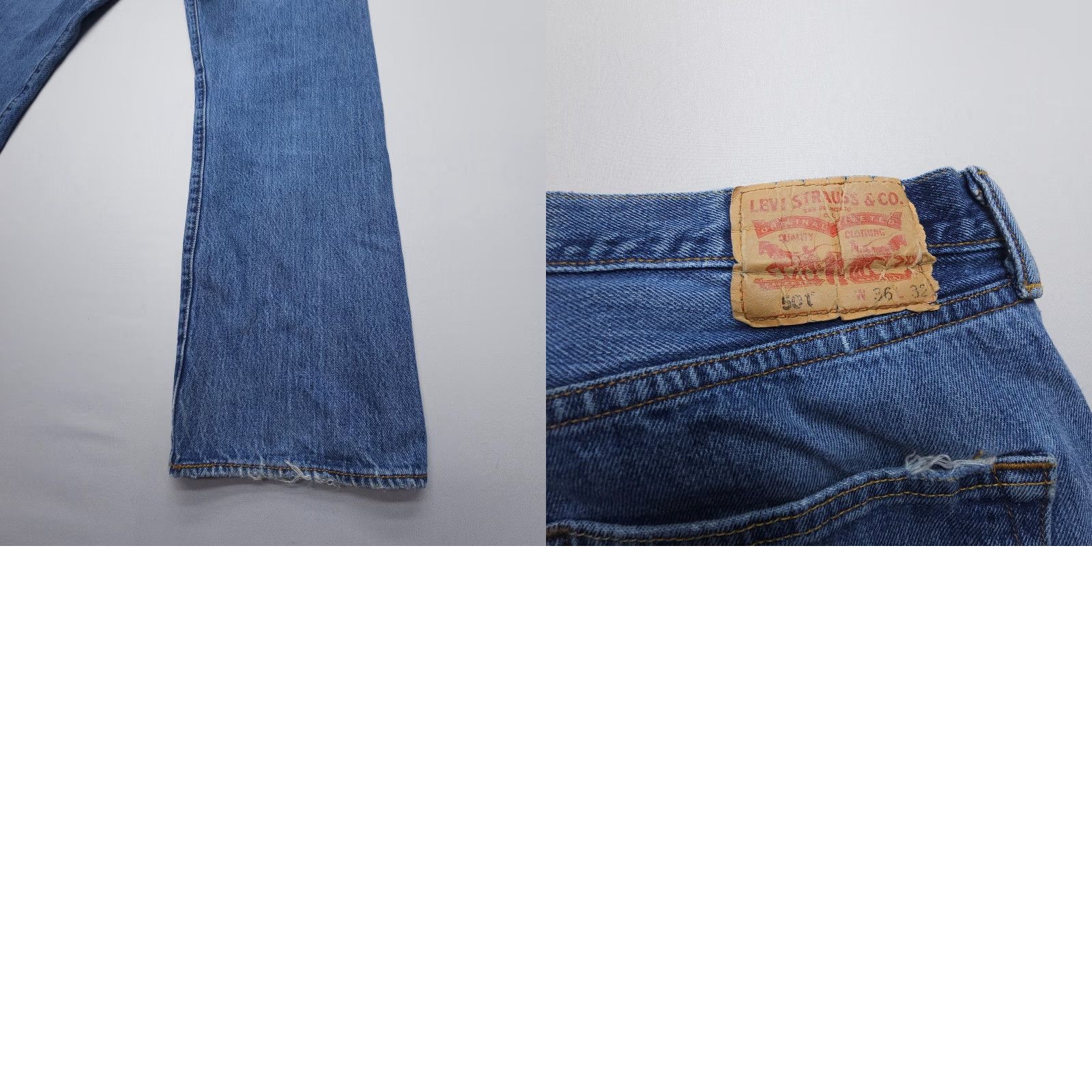 Levi's VINTAGE Levi's 501 Straight Jeans Mens 36 x 32 Blue Distressed Worn-in Denim Button Fly 5-Pocket Regular Fit - American Classic Style Size US 36 / EU 52 - 9 Thumbnail