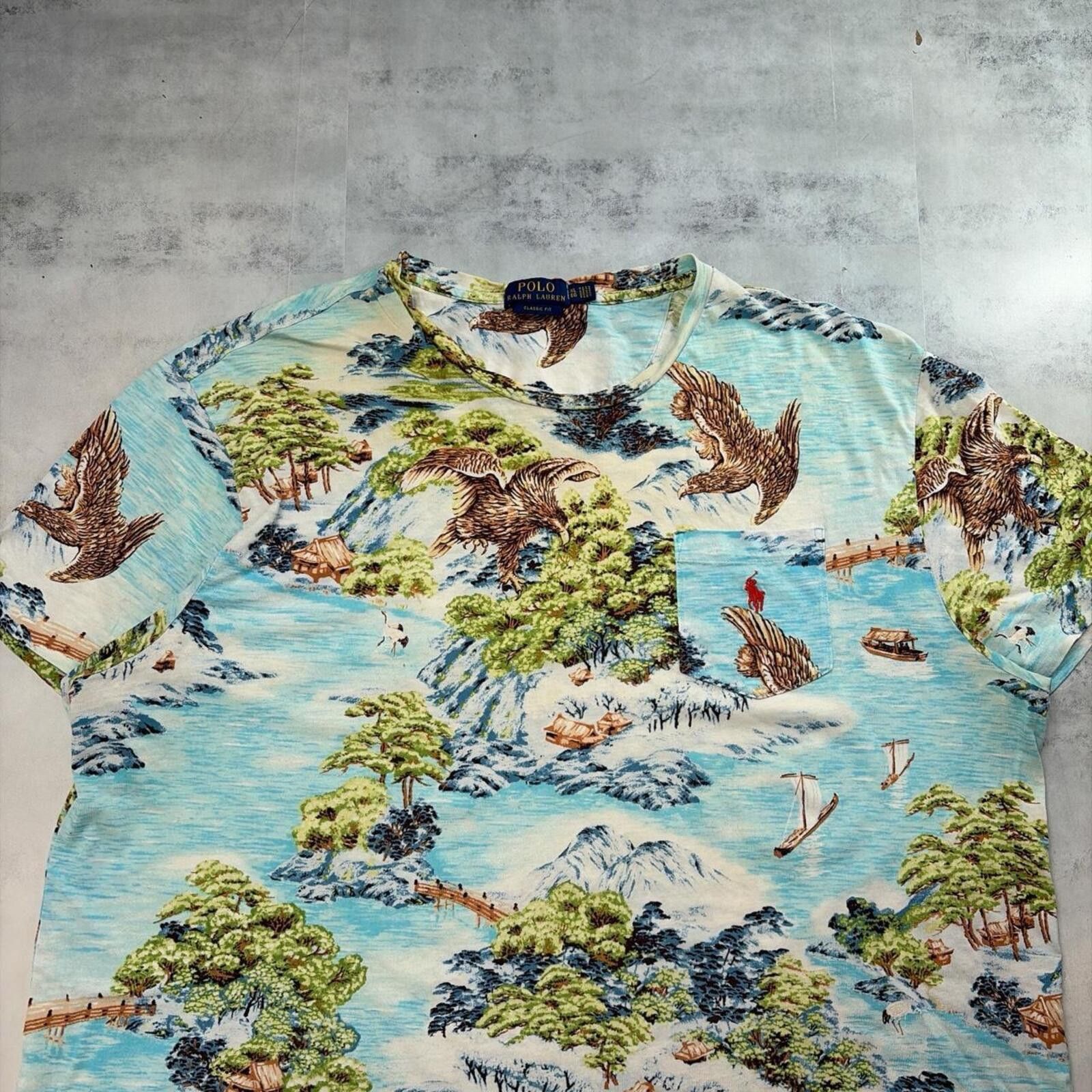 Polo Ralph Lauren Y2K Polo Ralph Lauren Japanese Seascape Pocket T-Shirt Size US XL / EU 56 / 4 - 3 Thumbnail