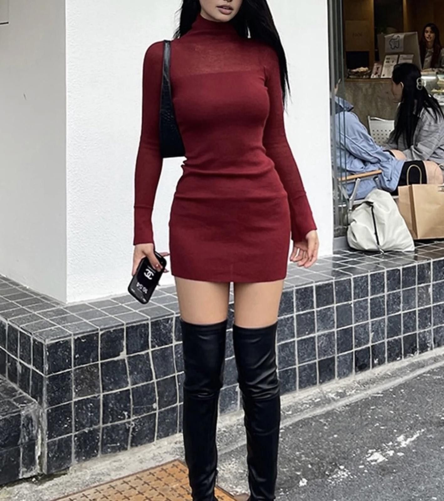 Other NWT COMMENSE Knit Mock Neck Dress in Red (SMALL) Size S / US 4 / IT 40 - 1 Thumbnail