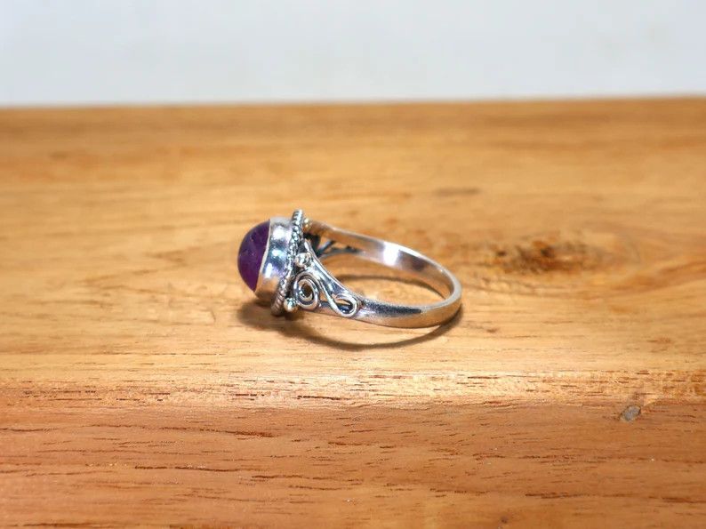 Handmade Amethyst Ring: Handmade Sterling Silver, February Birthstone Size ONE SIZE - 6 Thumbnail
