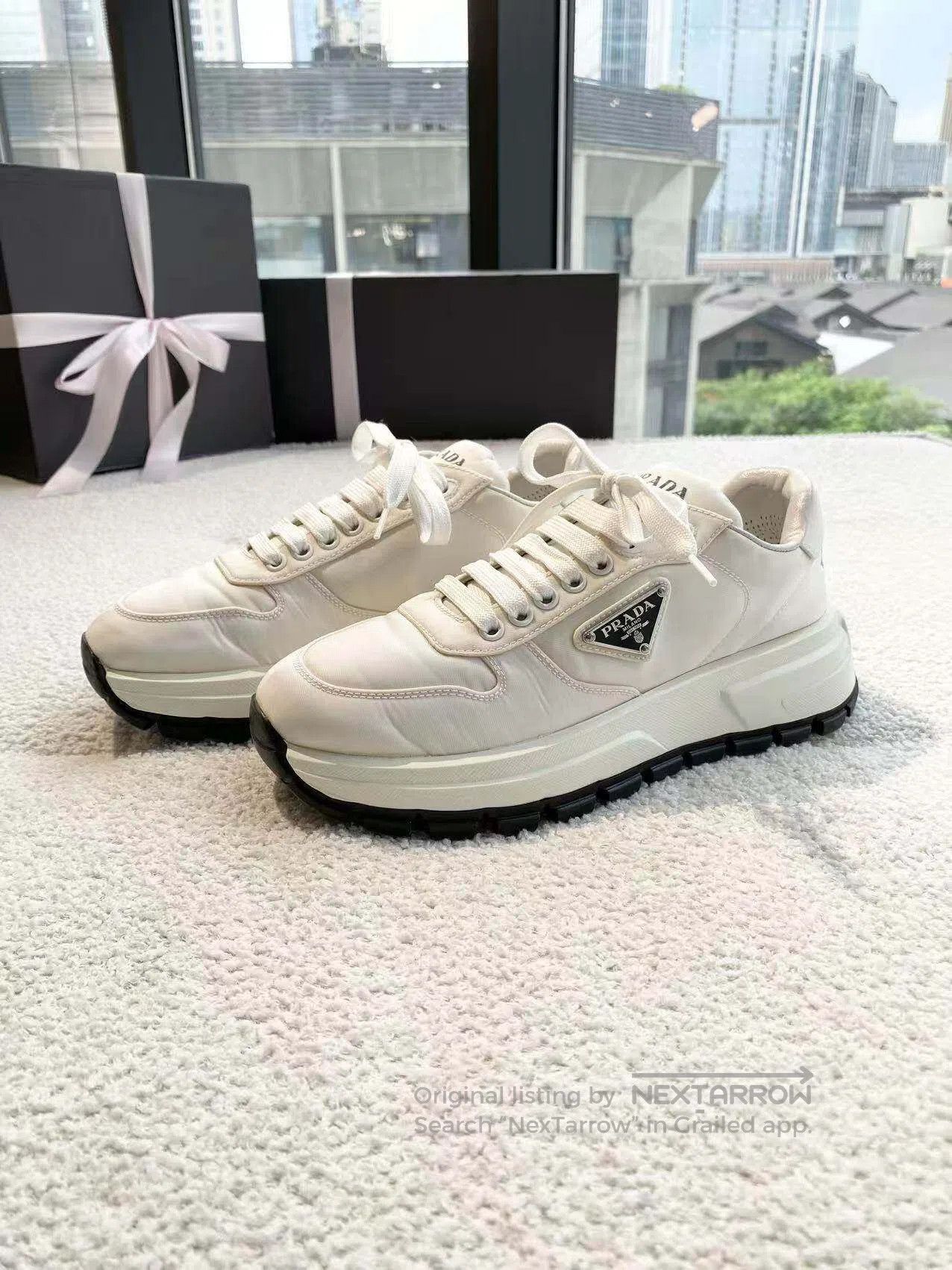 Prada Prada White triangle sneakers| Size US 7 / IT 37 - 1 Thumbnail