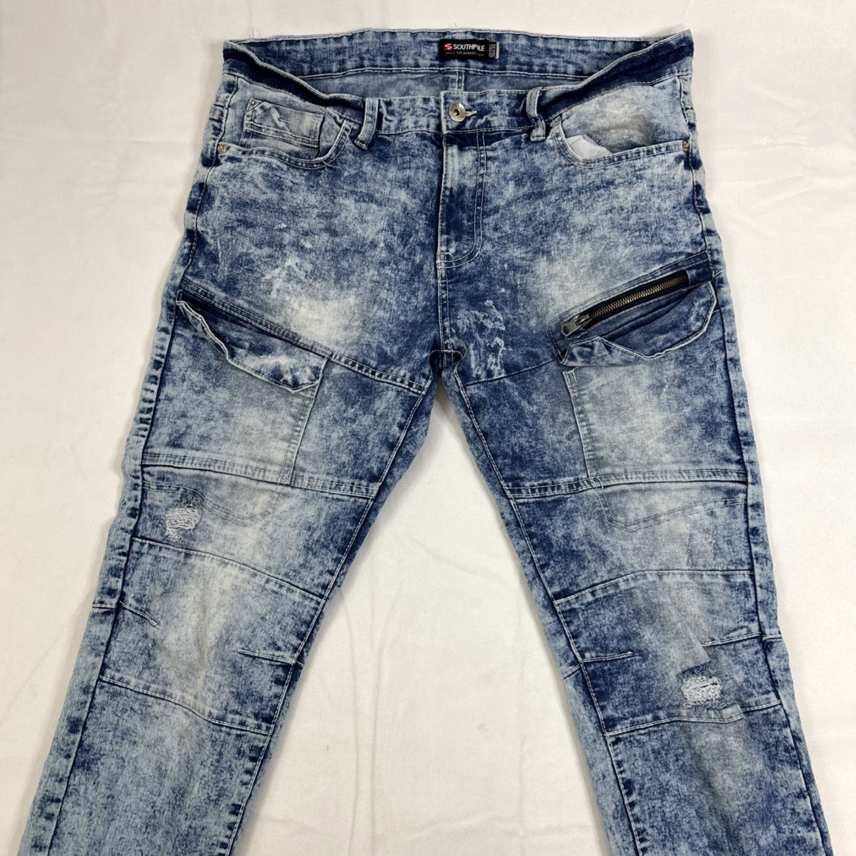 Southpole South Pole Jeans Mens 36x32 Light Wash Zipper Pockets Skinny Size US 36 / EU 52 - 5 Thumbnail