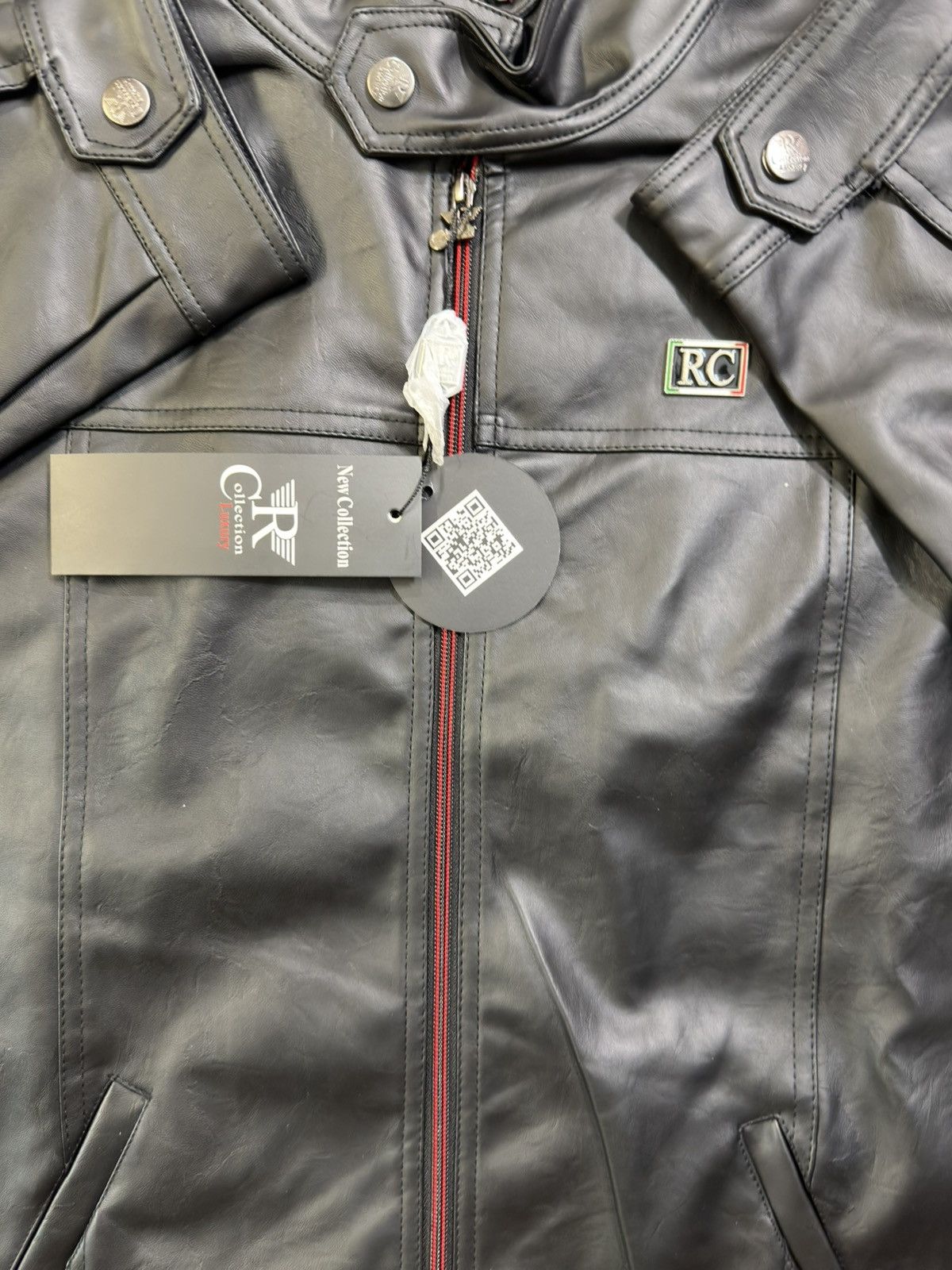 Other RC Collection Leather Jacket Size XL Black Red Italy M2011 Size US XL / EU 56 / 4 - 2 Thumbnail