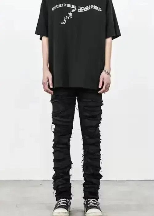 Skinny Denim Jeans Heavy Destruction Ripped
