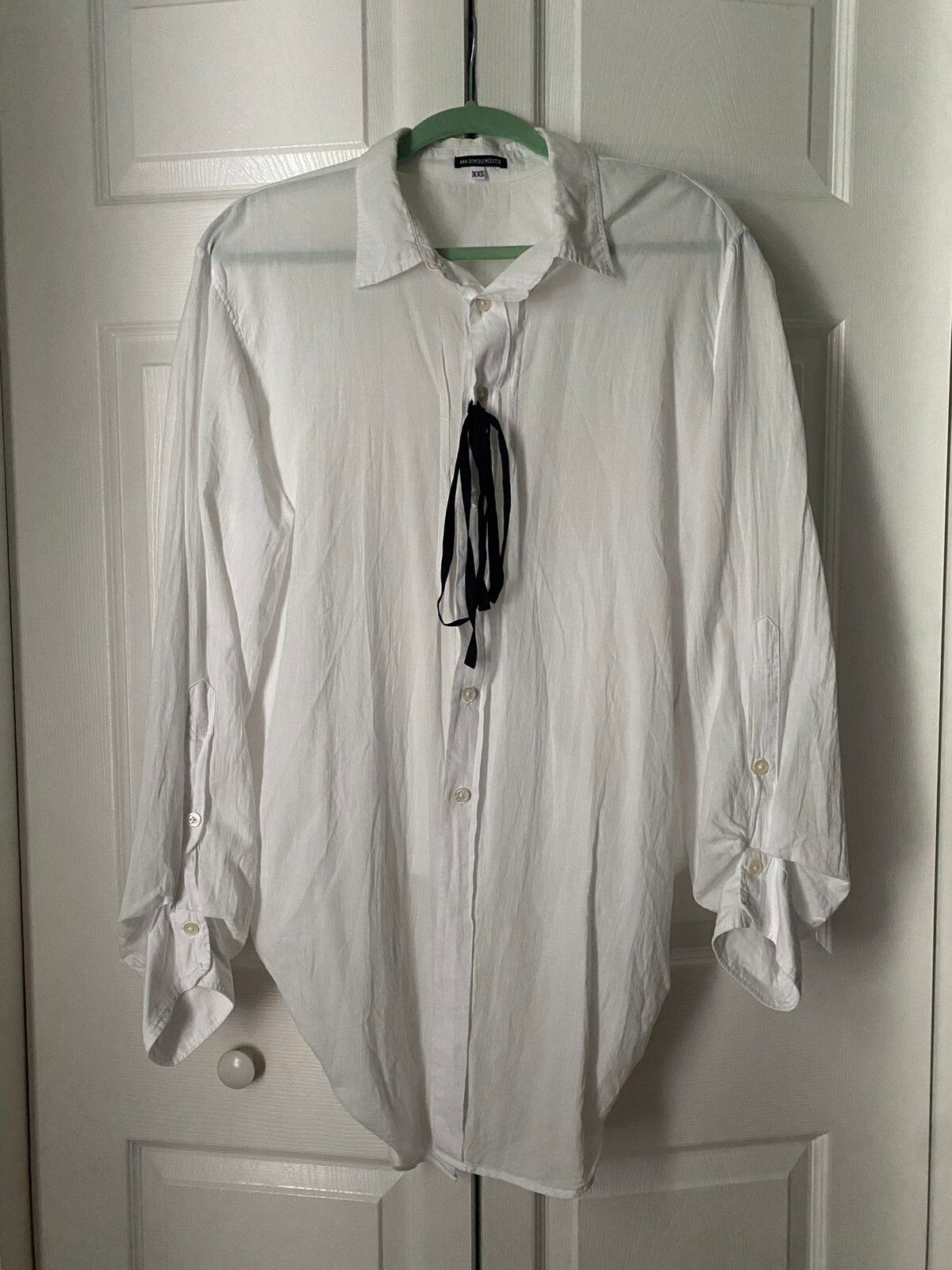 Pre-owned Ann Demeulemeester Archive Ss07 Oversized Asymmetrical Ribbon Shirt In White