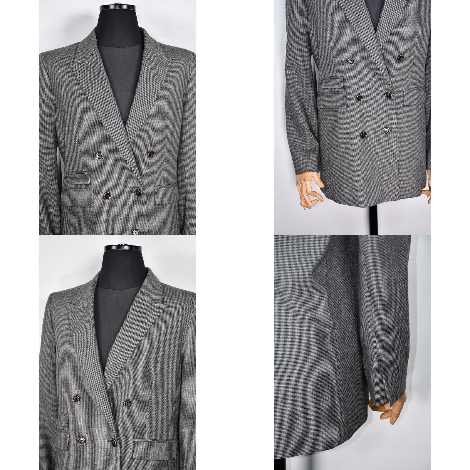 Sandro Sandro Paris Houndstooth Double Breasted Blazer Coat Jacket size 40 Gray Women's Size S / US 4 / IT 40 - 8 Thumbnail