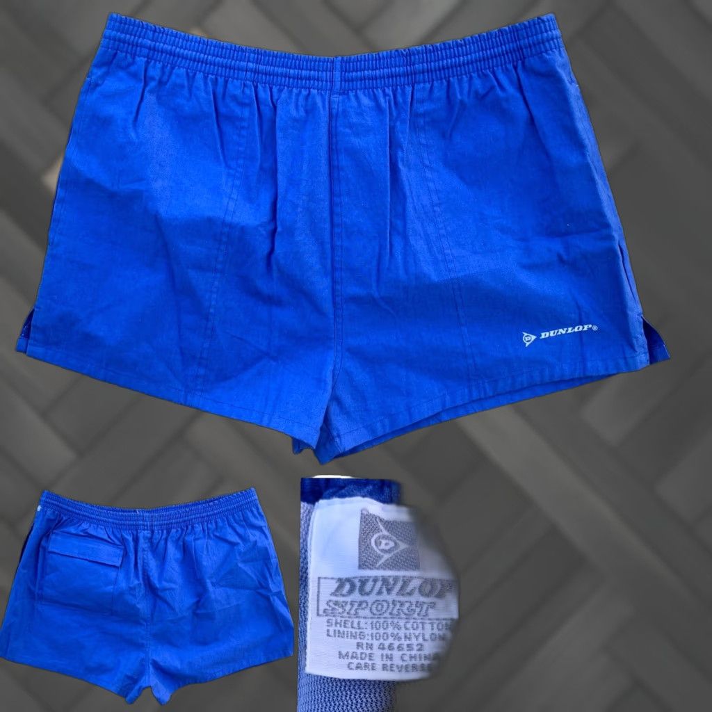 Dunlop VINTAGE Dunlop Sport Swim Shorts Trunks Short Shorts L Men Blue 100% Cotton Size US 33 - 1 Thumbnail