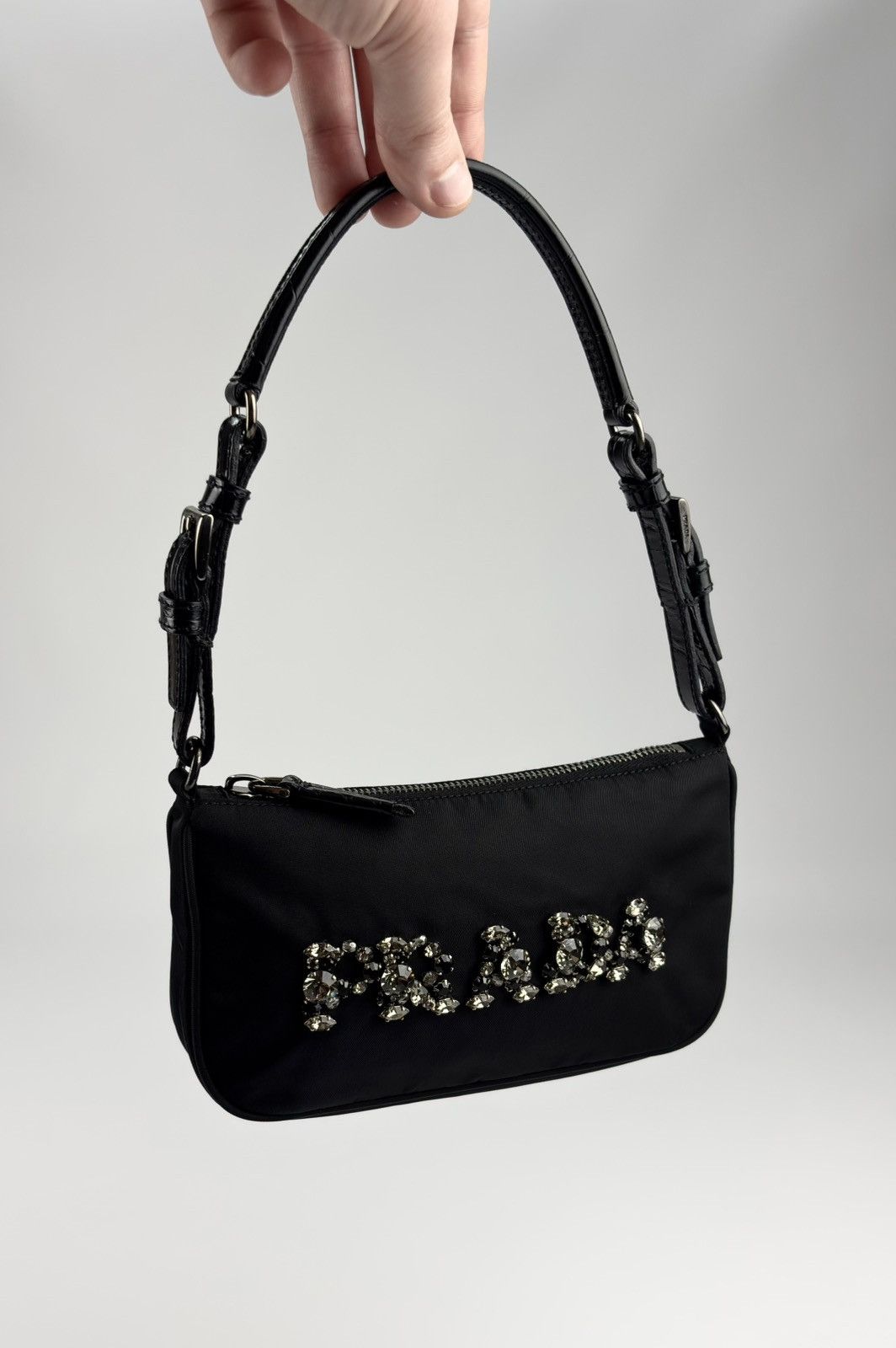 Prada Prada Vintage Nylon Bag rhinestone logo Size ONE SIZE - 1 Thumbnail