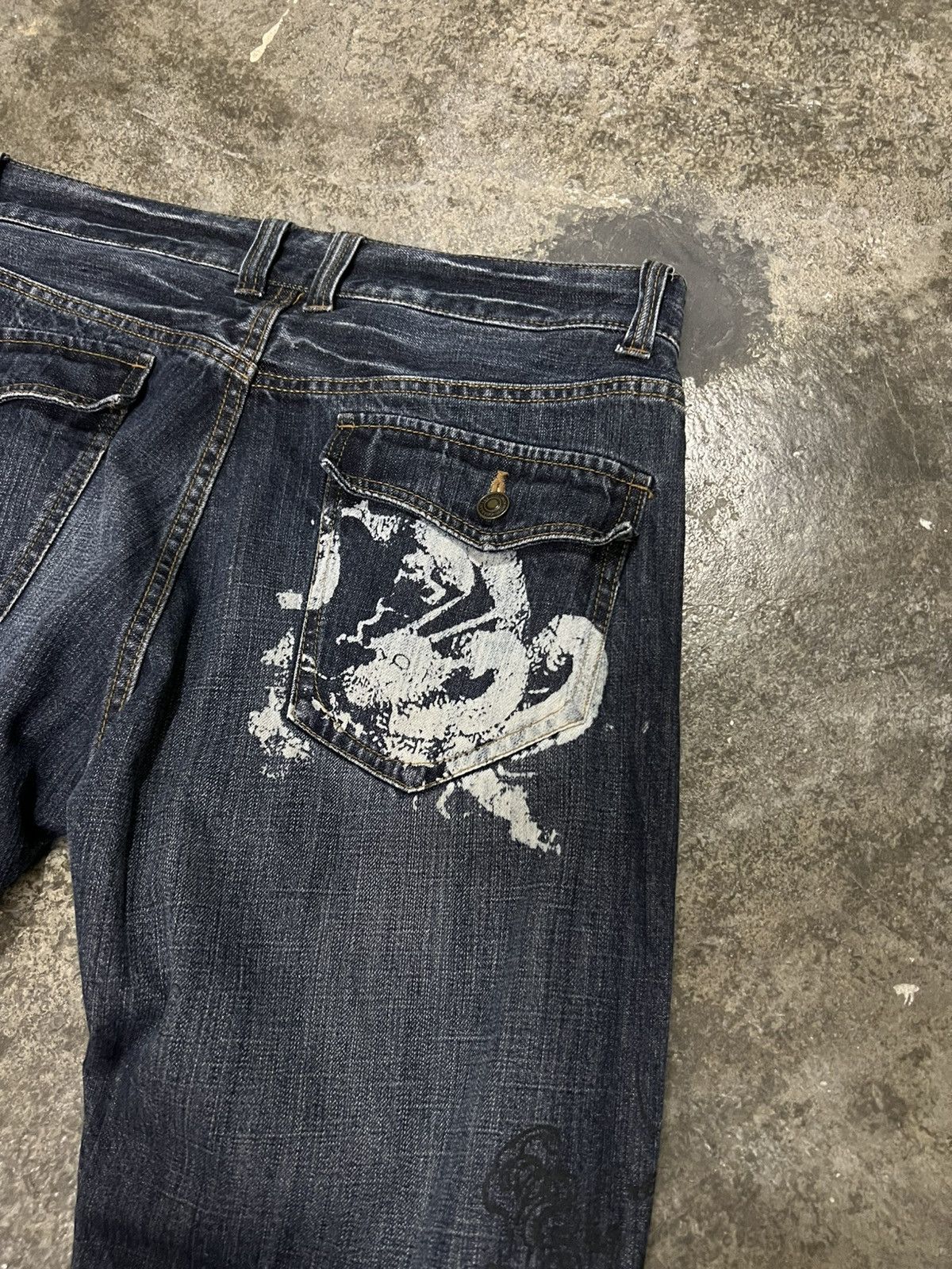 Japanese Brand 💥FLARE💥UNBRAND SUKAJAN DRAGON JEAN Size US 33 - 11 Thumbnail