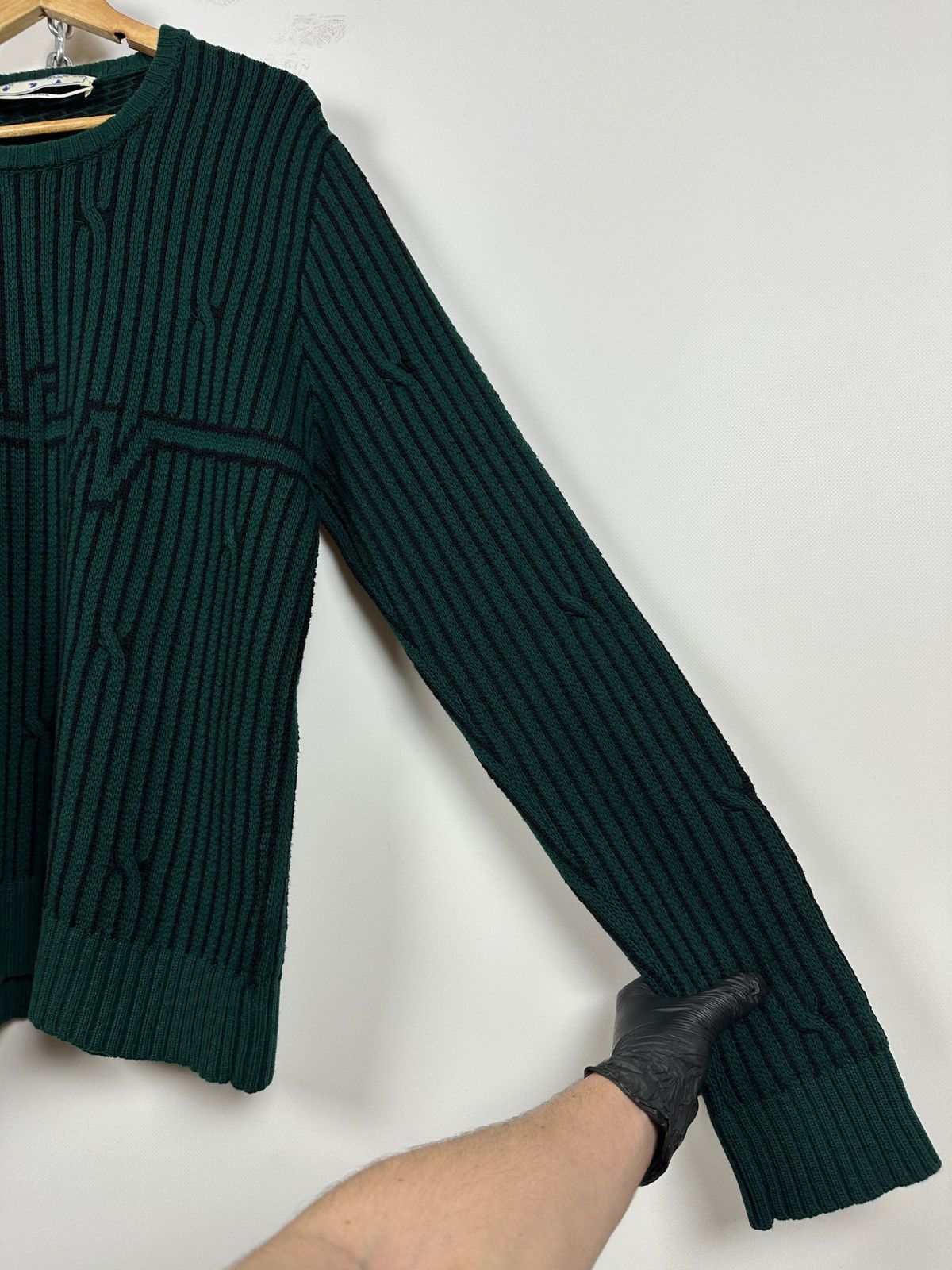 Off-White Off White Green Wool Cable Knit Sweater Size US XL / EU 56 / 4 - 9 Thumbnail