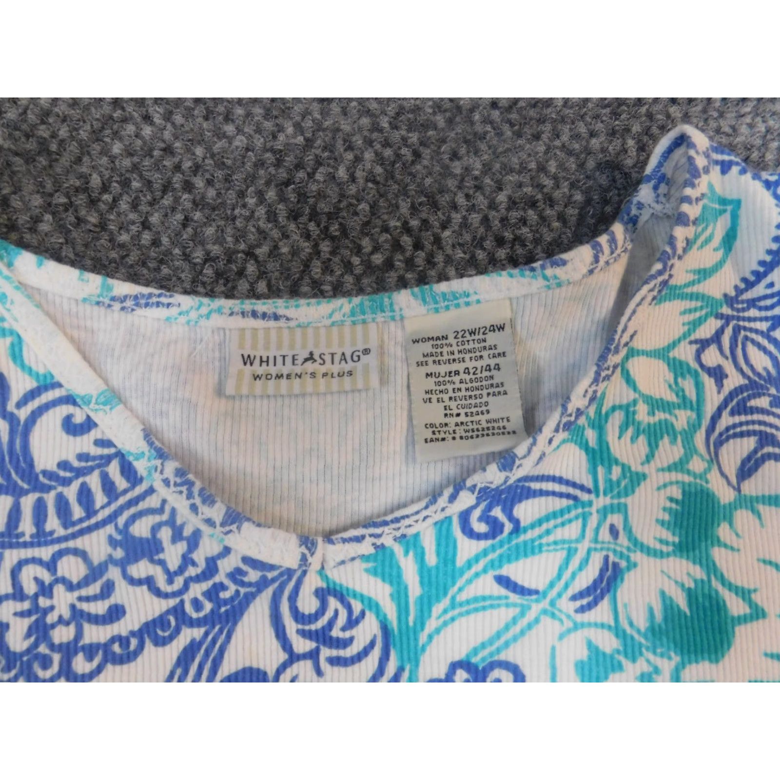 Vintage White Stag Blouse Womens 22W Plus Pullover Crew Neck Short Sleeve Polyester Rayon Geometric Ruffle Stretch Casual Classic Vintage: No (if included) Size 3XL / US 20-22 - 4 Thumbnail