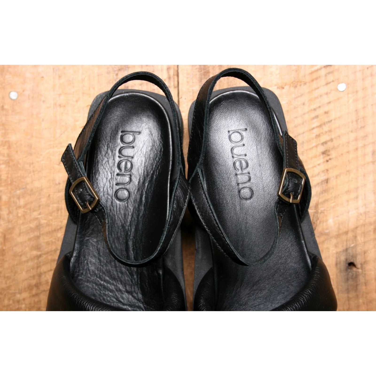 Vintage BUENO Black Leather Slingback Sandals US 8-8.5 39 EUR Buckle Women's Slingback Leather Sandal Women Shoes Size US 8.5 / IT 38.5 - 6 Thumbnail