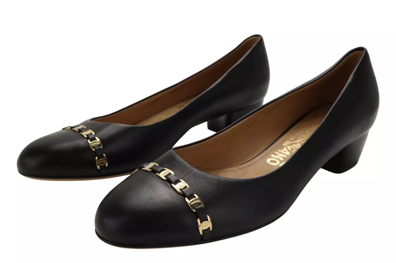 Salvatore Ferragamo SALVATORE FERRAGAMO Shoes Women's US 7 Leather Heeled Chain Size US 7 / IT 37 - 2 Thumbnail