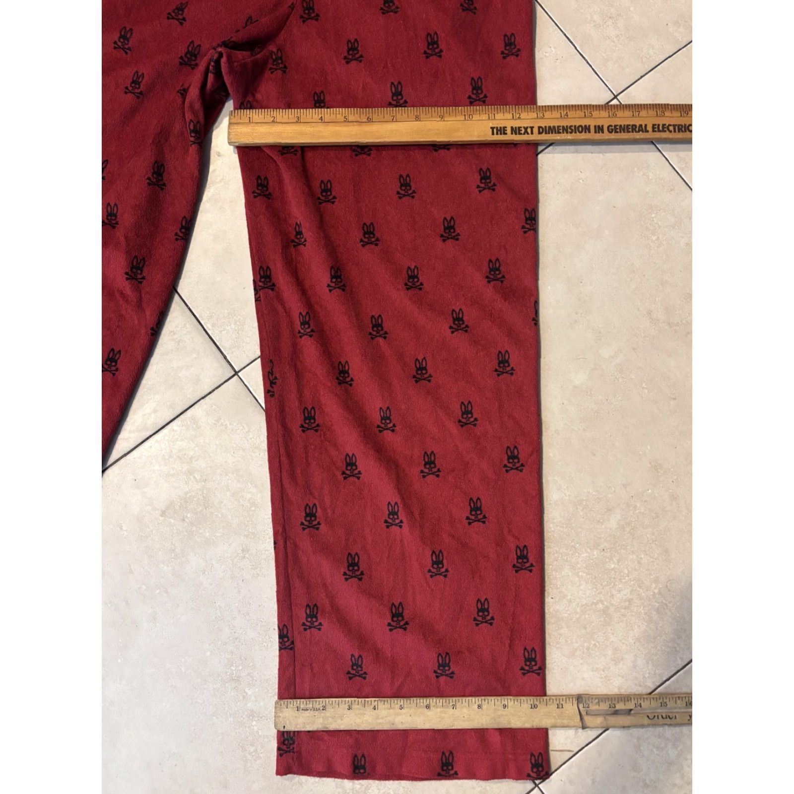 Psycho Bunny Psycho Bunny Pajama Pants Mens M Red Fleece Drawstring Lounge Sleepwear Size US 31 - 7 Thumbnail