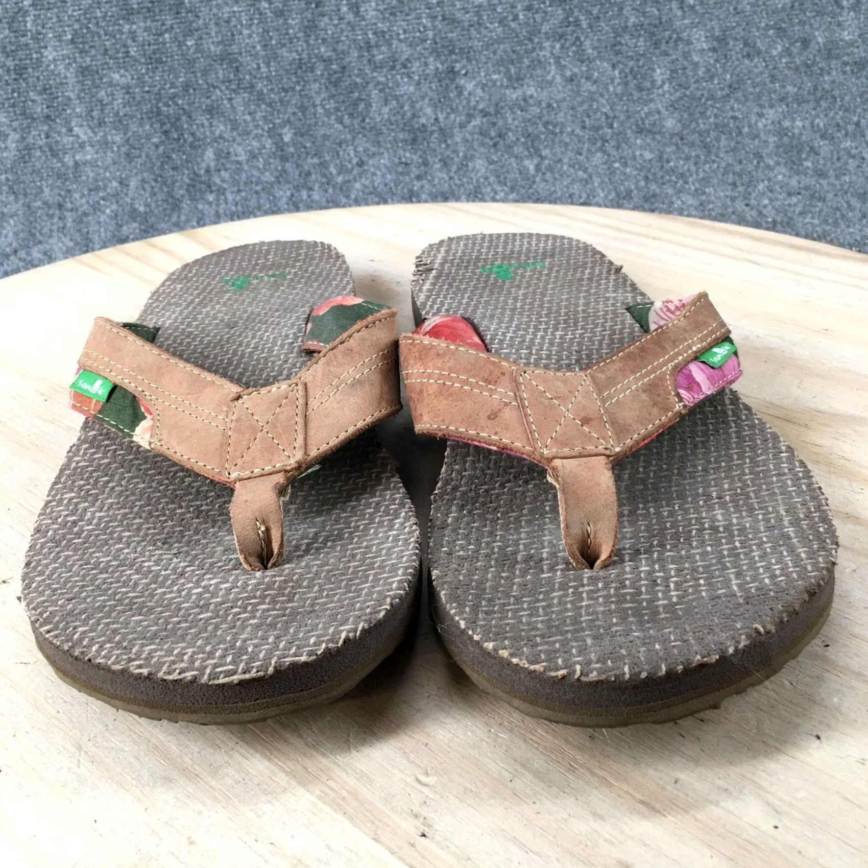 Sanuk Sanuk Sandals Womens 11 Casual Flip Flop Flats Comfort Brown Leather Slip On Size US 11 / IT 41 - 7 Thumbnail