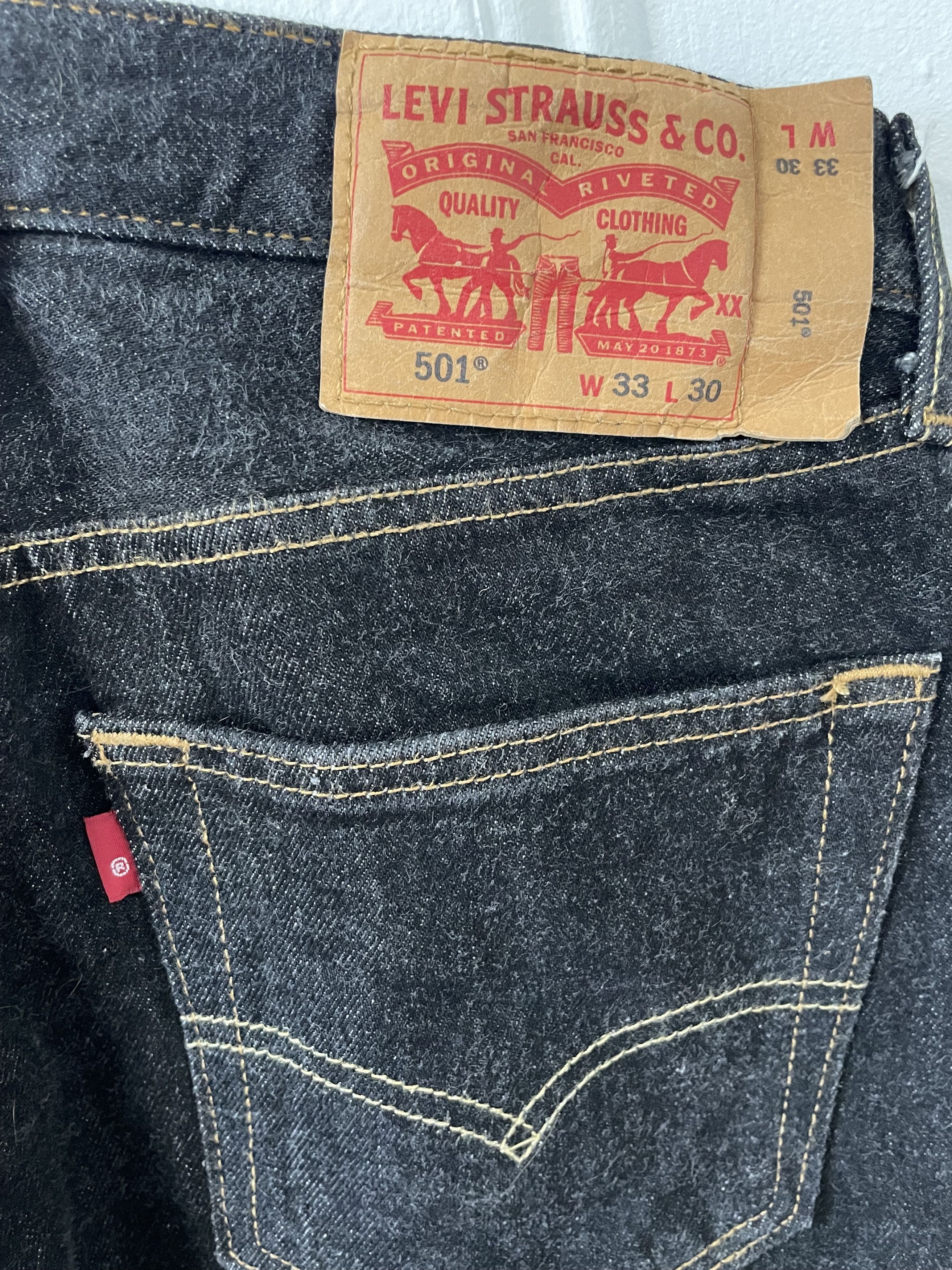 Levi's Levis Black 501 Jeans (raw denim) Size US 32 / EU 48 - 3 Thumbnail