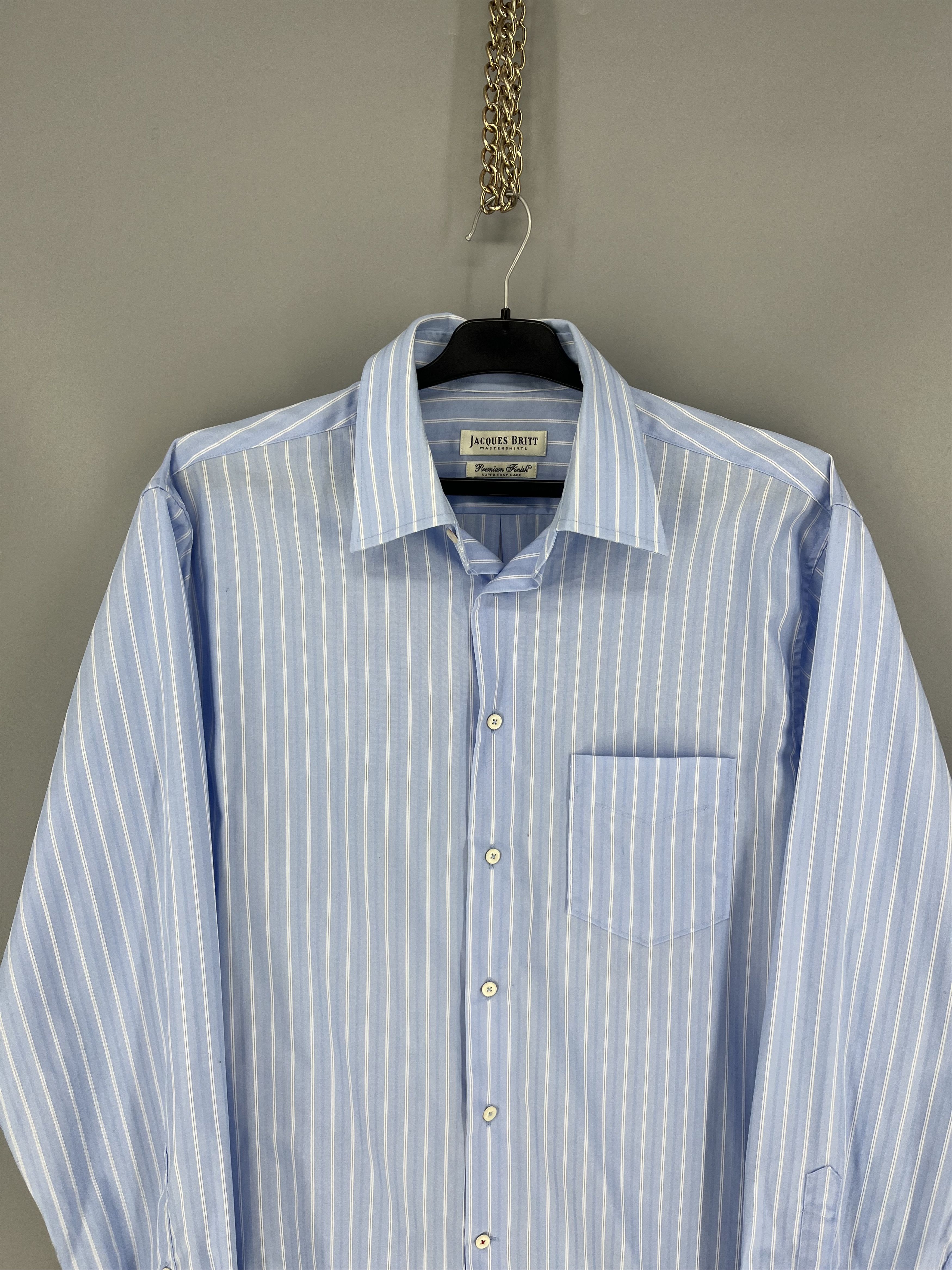 Vintage Jacques Britt Mens Blue White Striped Long Sleeve Button Size US M / EU 48-50 / 2 - 6 Thumbnail