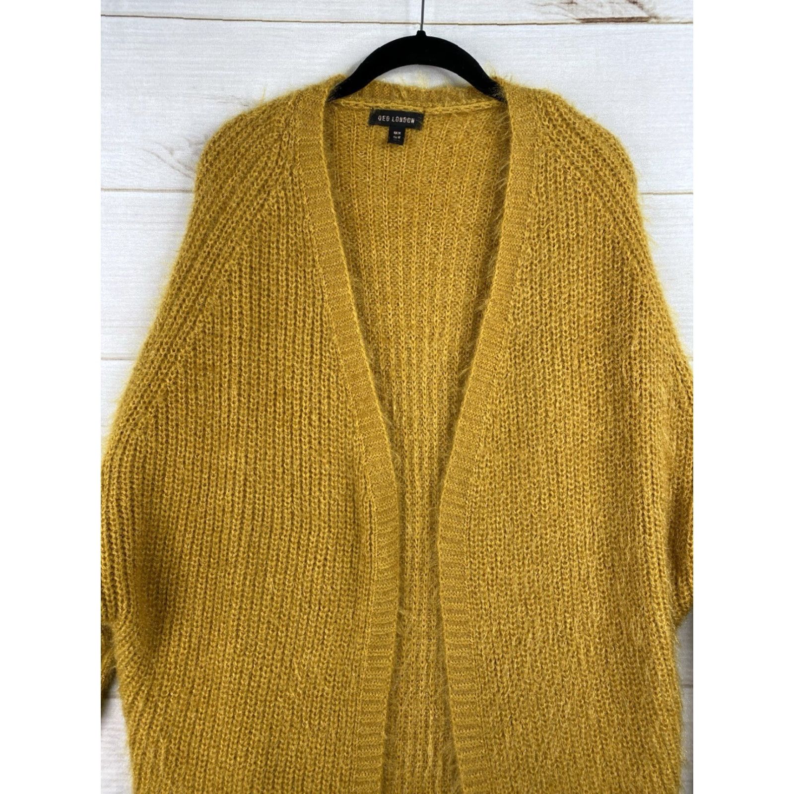 Vintage QED London Cardigan Sweater Womens S Gold Long Duster Cable Knit Dolman Sleeve Size S / US 4 / IT 40 - 2 Thumbnail