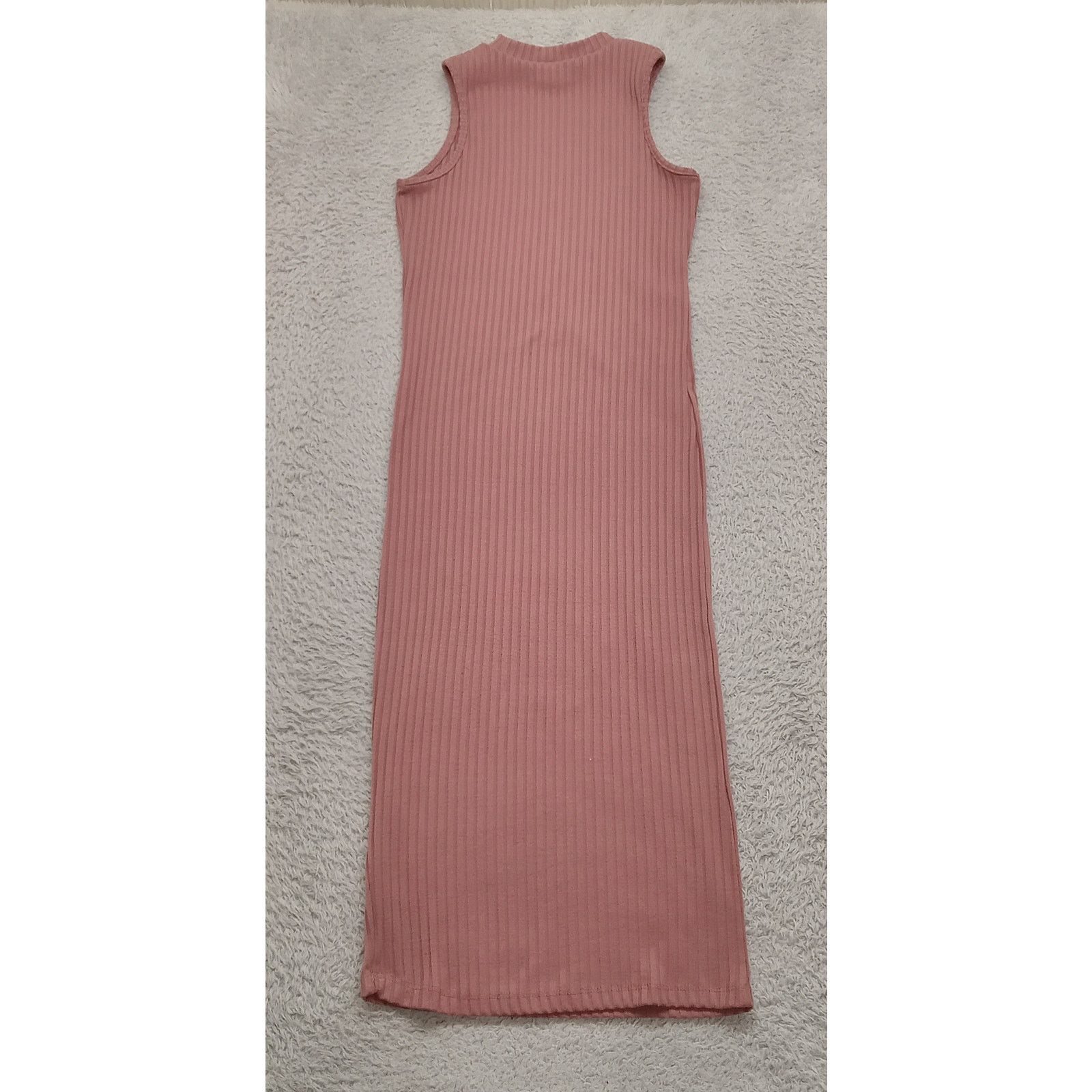& Other Stories Hot Kiss Sleeveless Dress M Ribbed Rose Polyester Spandex Size M / US 6-8 / IT 42-44 - 3 Thumbnail