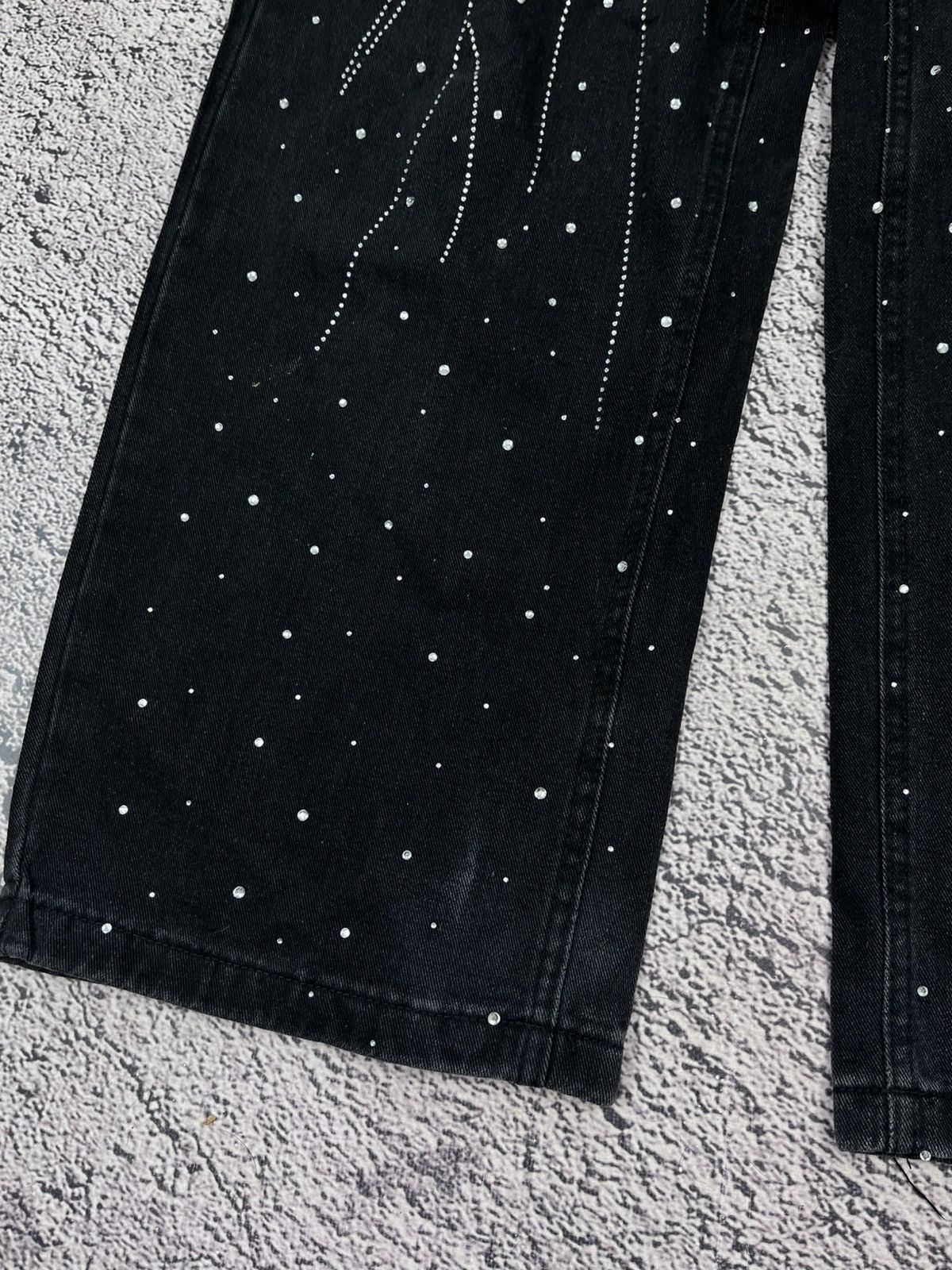 Japanese Brand Japanese Y2K Rhinestone Baggy Jeans Black Wide Leg Denim Size 30" / US 8 / IT 44 - 4 Thumbnail