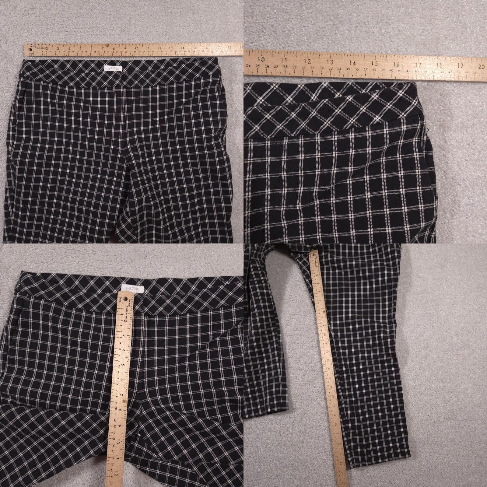 J. Jill J. Jill Pants Womens 14 Black White Plaid Premium Bi-Stretch Ankle Slim Pull On Size 36" / US 14 / IT 50 - 8 Thumbnail