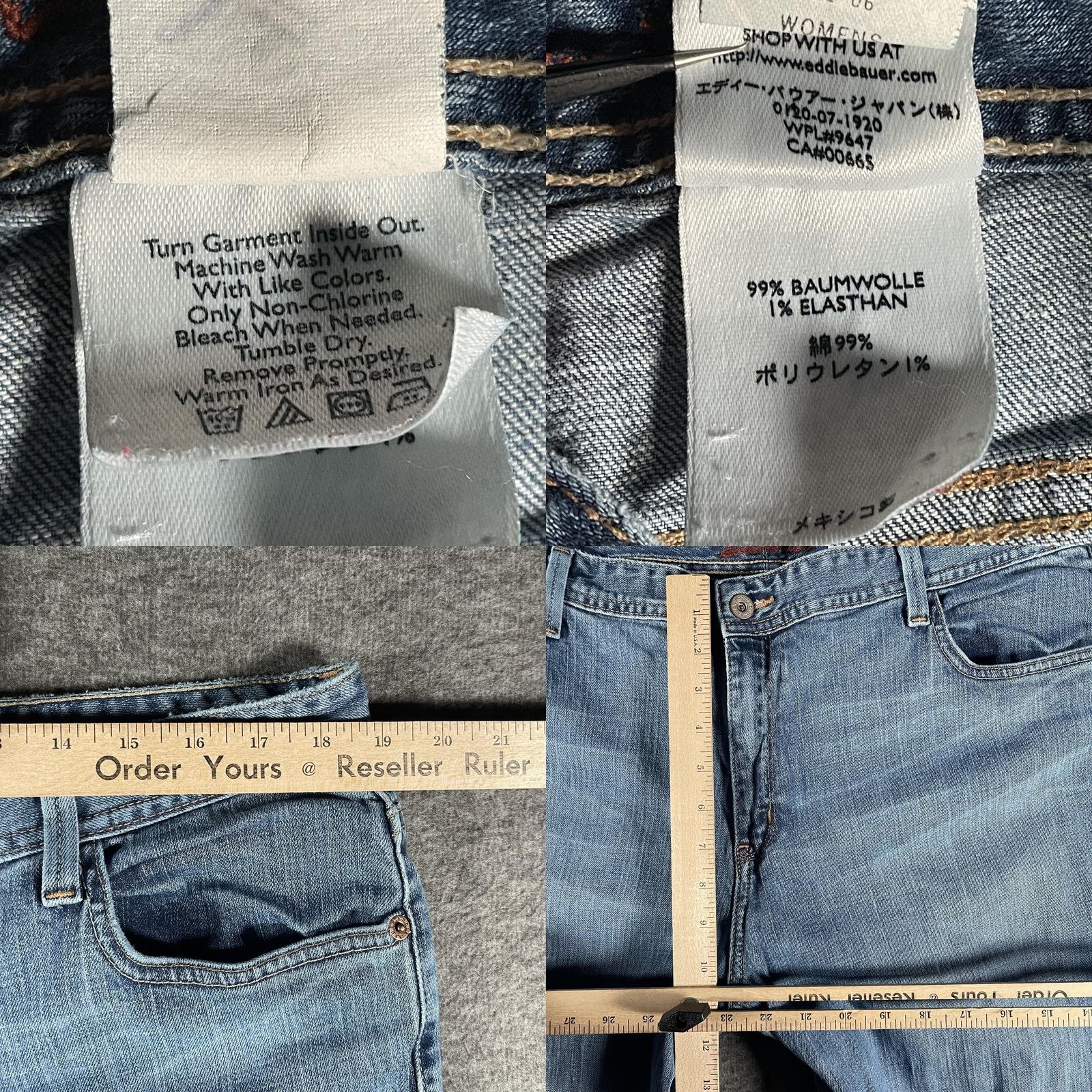 Eddie Bauer Eddie Bauer Jeans Womens 18R Blue Stretch Denim Medium Wash 5-Pocket Classic Straight Regular Rise Mid 30.5 In Inseam Size 40" / US 18 - 8 Thumbnail