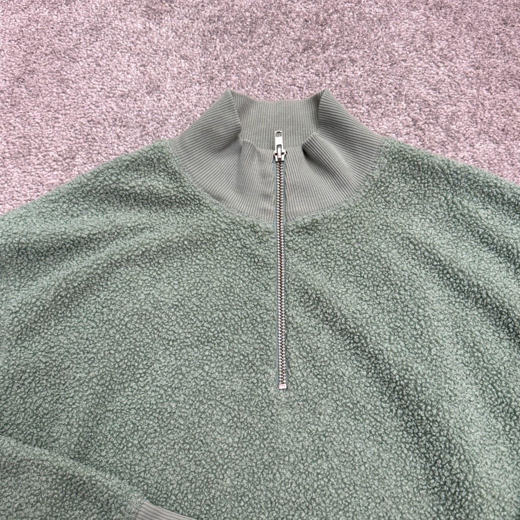Topshop Topshop Green Sweatshirt 1/4 Zip Women 8 Fleece Mock Neck Outdoor Casual Pullover Long Sleeve Size M / US 6-8 / IT 42-44 - 4 Thumbnail