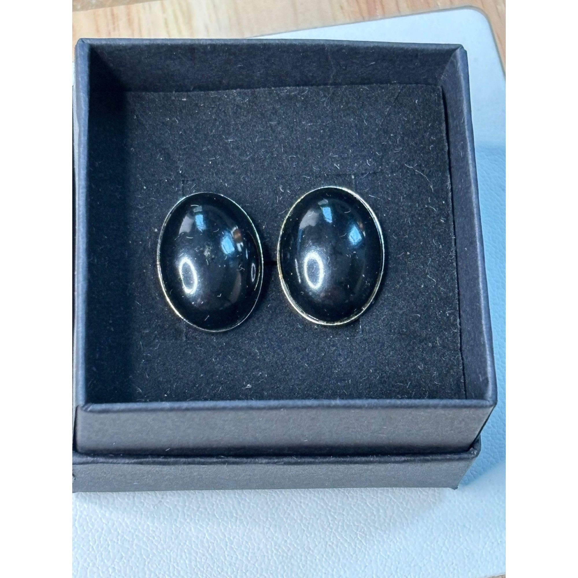 Other Black Oval Cufflinks With Silver-Tone Base For Men Size ONE SIZE - 5 Thumbnail