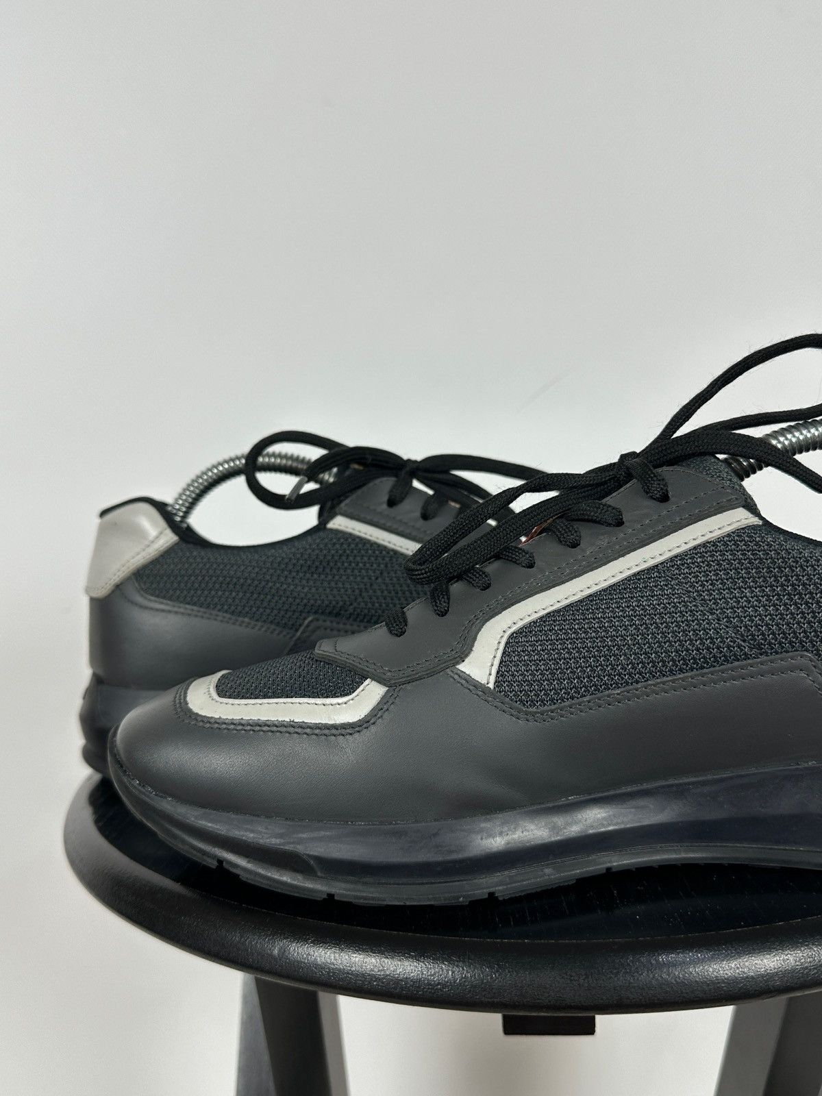 Prada Prada Grey Leather Red Tab Sneakers Size US 6.5 / EU 39-40 - 21 Thumbnail