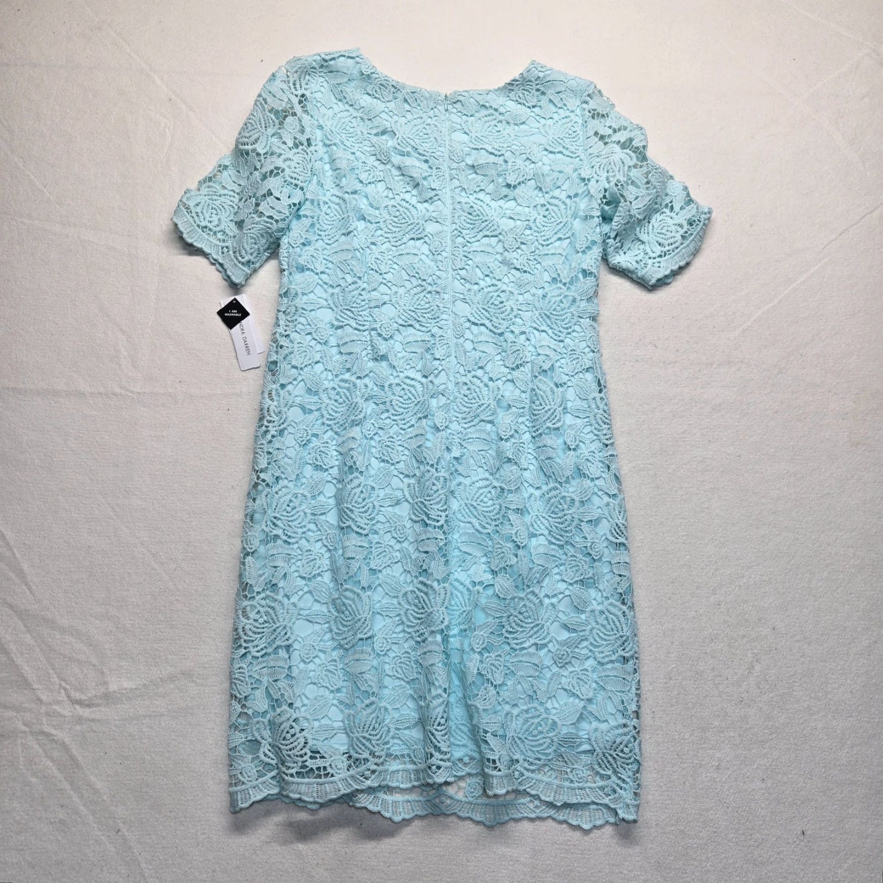 Vintage Sandra Darren Dress Ladies 10 Blue Lace NEW Beautiful Elegant Size L / US 10 / IT 46 - 8 Thumbnail