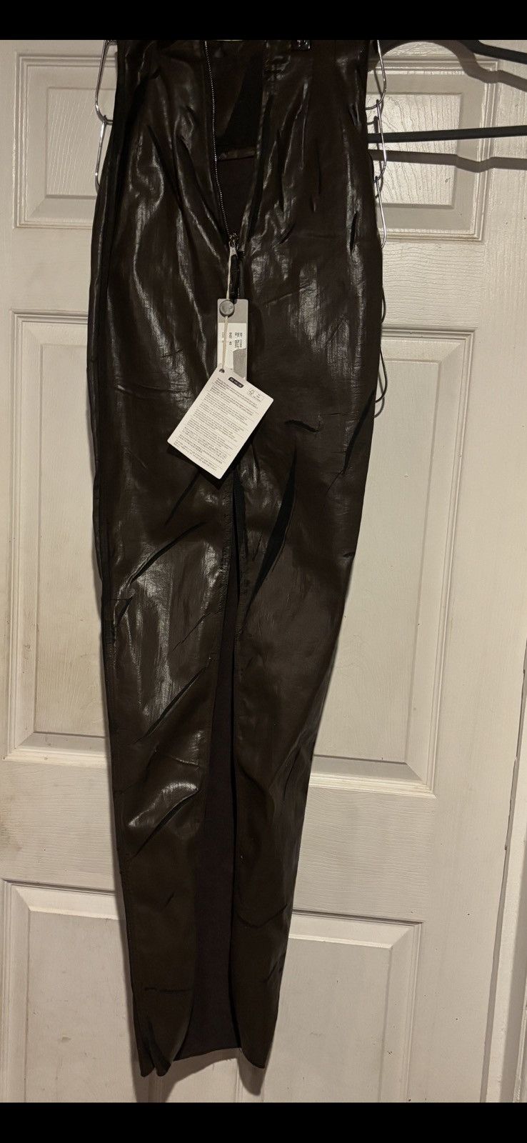 Rick Owens Brown waxed coated maxi skirt with distressed look Size 27" / US 4 / IT 40 - 1 Thumbnail