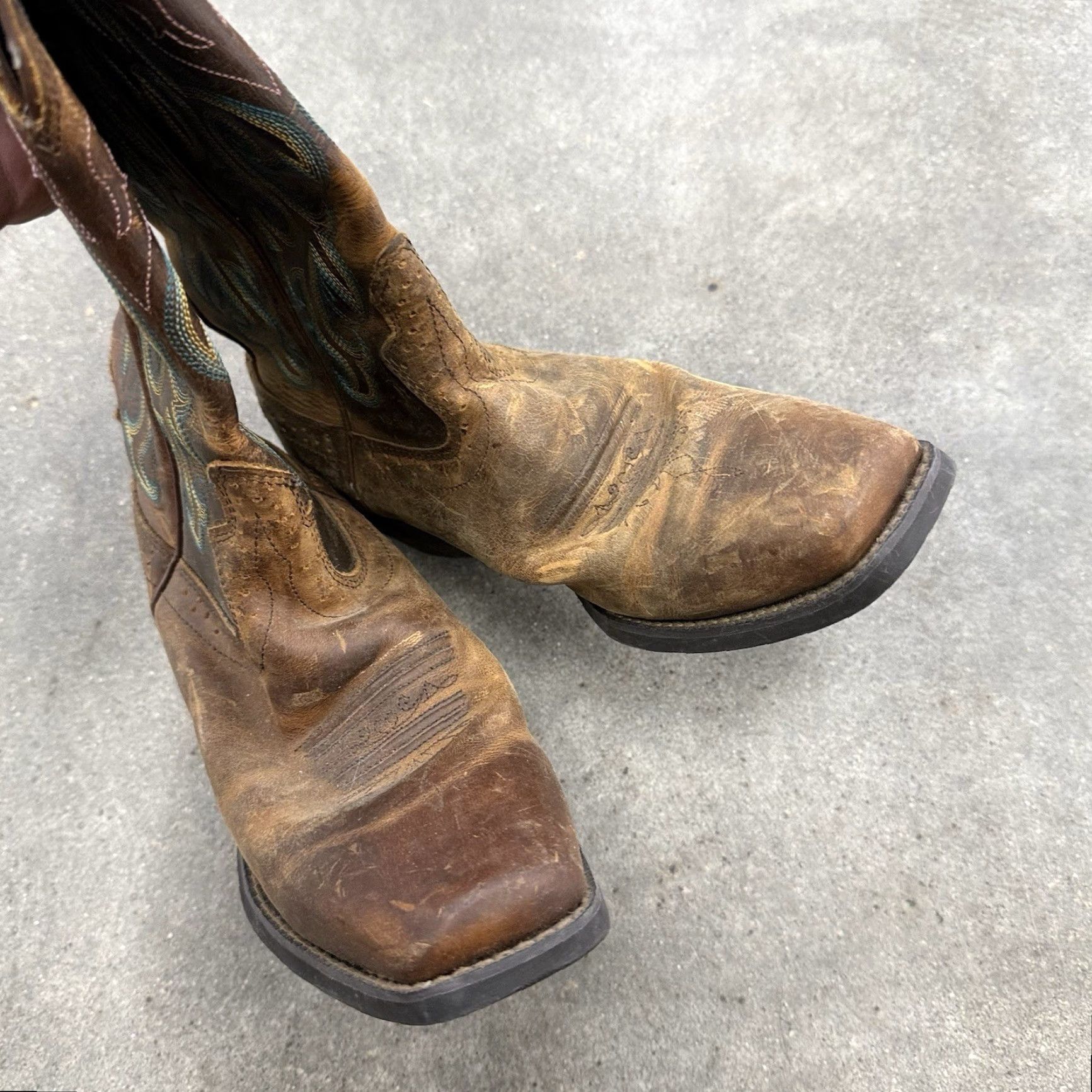 Justin Boots Justin DURANT Brown Leather Square Toe Pull On Western Boots Women’s Size 9 B Size US 9 / IT 39 - 4 Thumbnail
