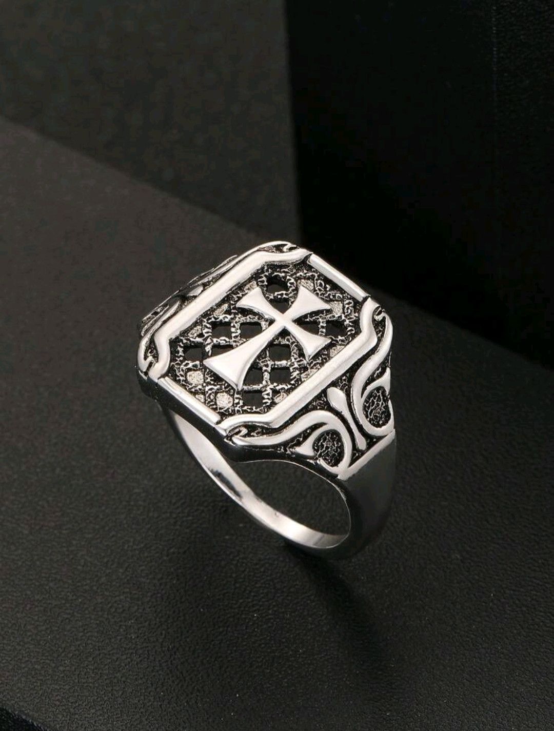 Jewelry Retro Cross Rings, Hollow Design Brass sh Size ONE SIZE - 2 Thumbnail