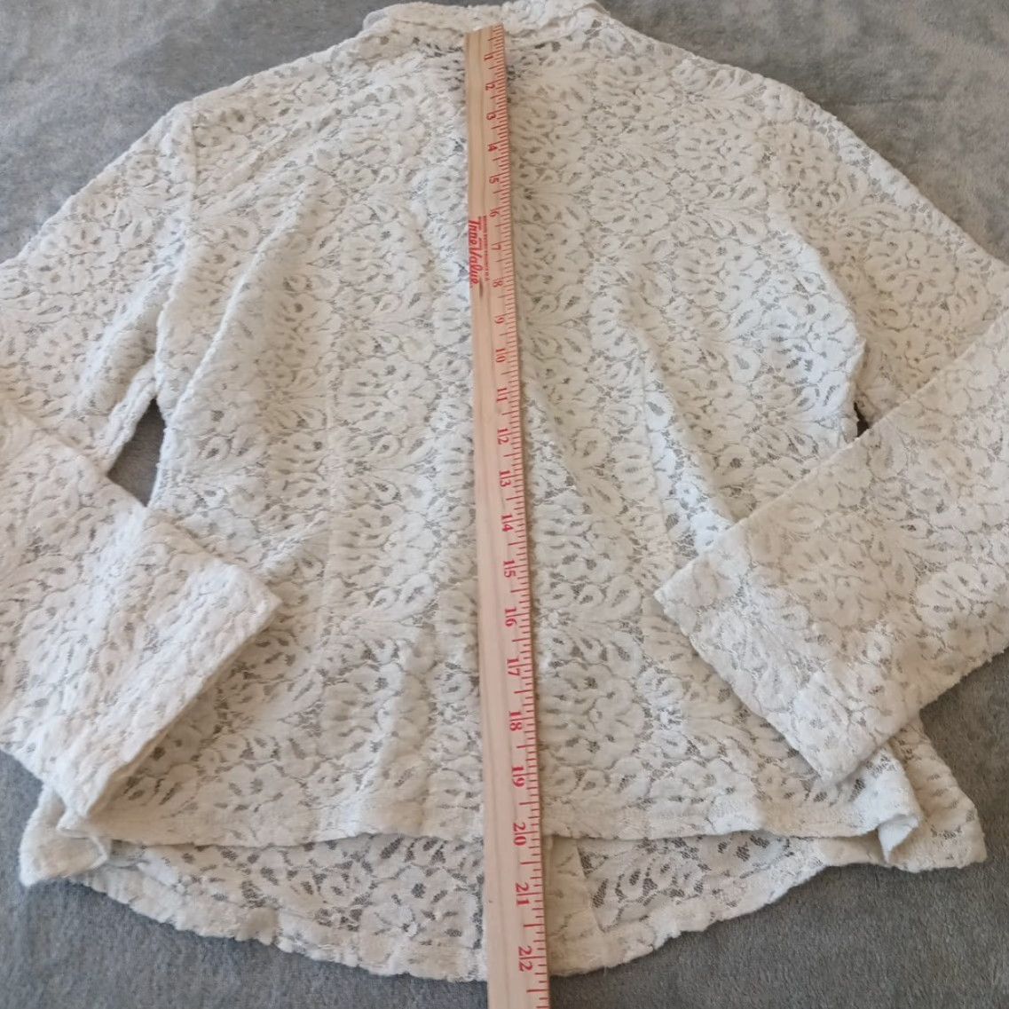 J. Jill J. Jill Shirt Womens S Ivory Floral Lace Long Sleeve Button Up Sheer Size S / US 4 / IT 40 - 6 Thumbnail