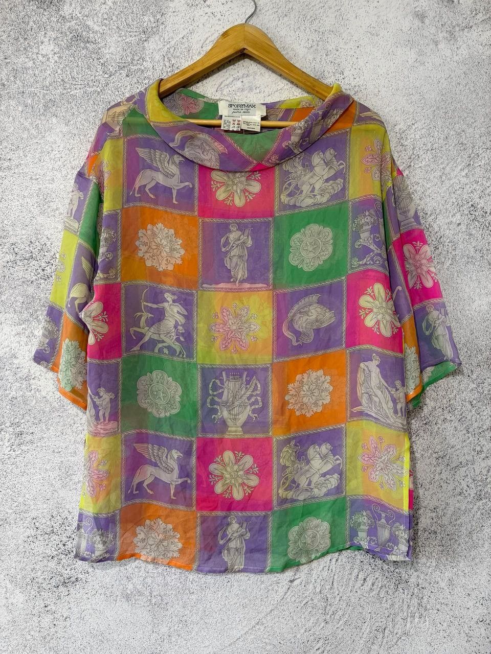Sportmax Vintage Sportmax Max Mara Silk Greek Mythology Print Blouse Size L / US 10 / IT 46 - 1 Thumbnail